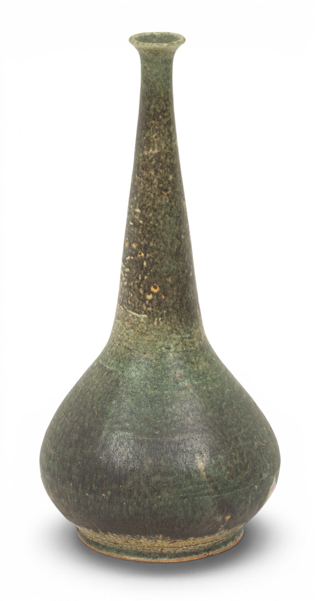 American Art Pottery Glazed Stoneware Stick Neck Vase, H 14.25" Dia. 7" (1 of 4)
