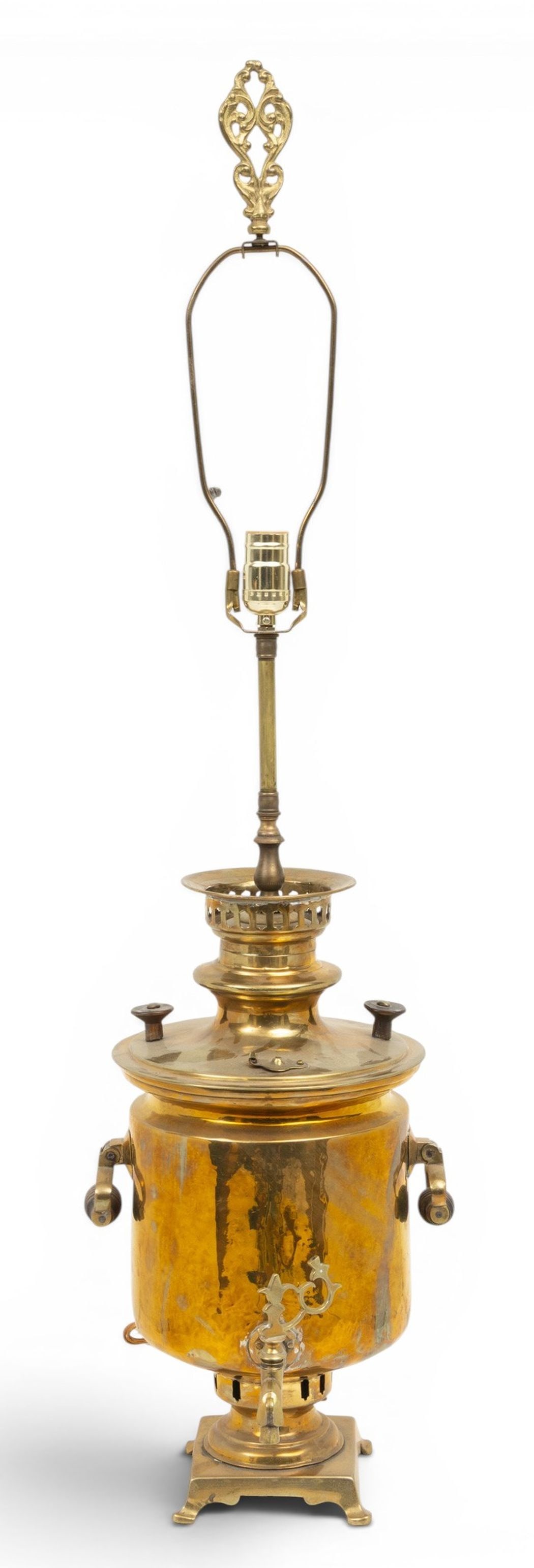 Russian Brass Samovar Mounted As Table Lamp Total 1900, H 38" 1 PC (1 of 5)