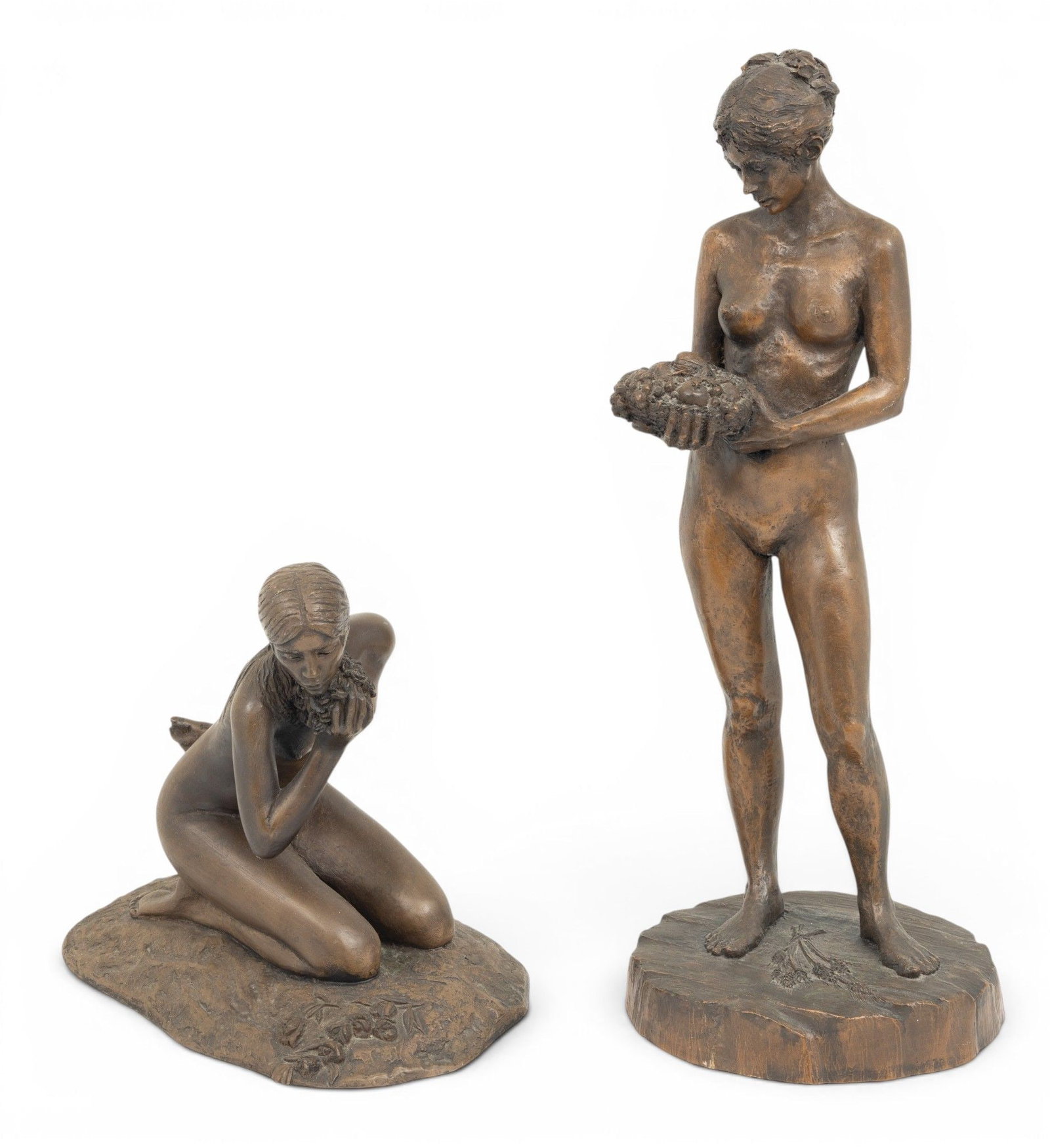 Composition Nude Female Sculptures 1930, H 8.7" 2 PCS (1 of 7)