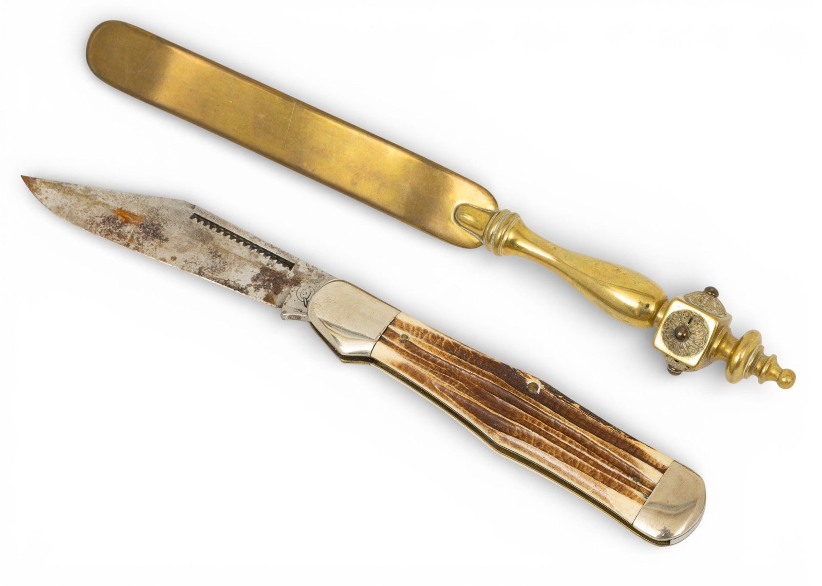 Brass Letter Opener 10" & Pocket Knife 5" 1900, 2 PCS (1 of 4)