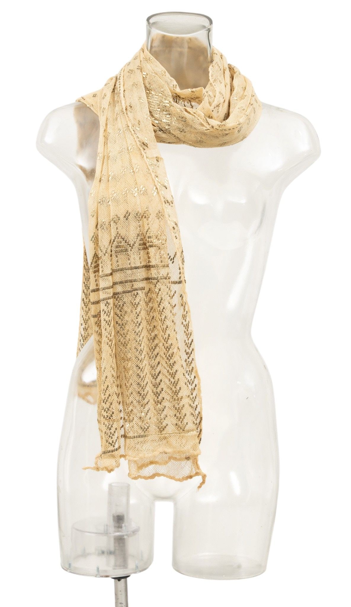 Egyptian Assuit or Tulle-bi-telli Shawl, Ca. 1930, W 20" L 64" 1 PC (1 of 4)