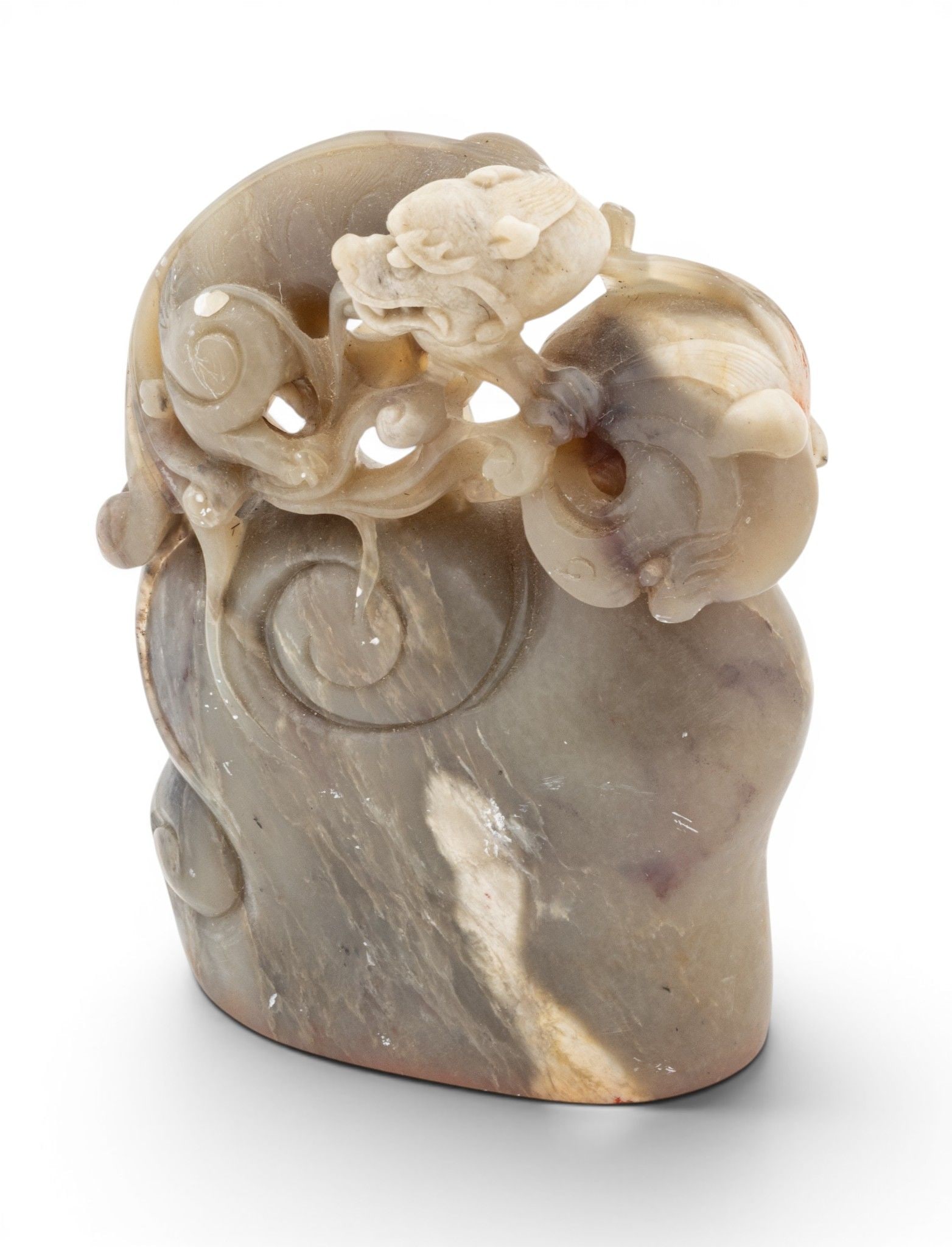 Chinese Carved Agate Stone Chop Stamp 1920, H 4" W 3" (1 of 7)