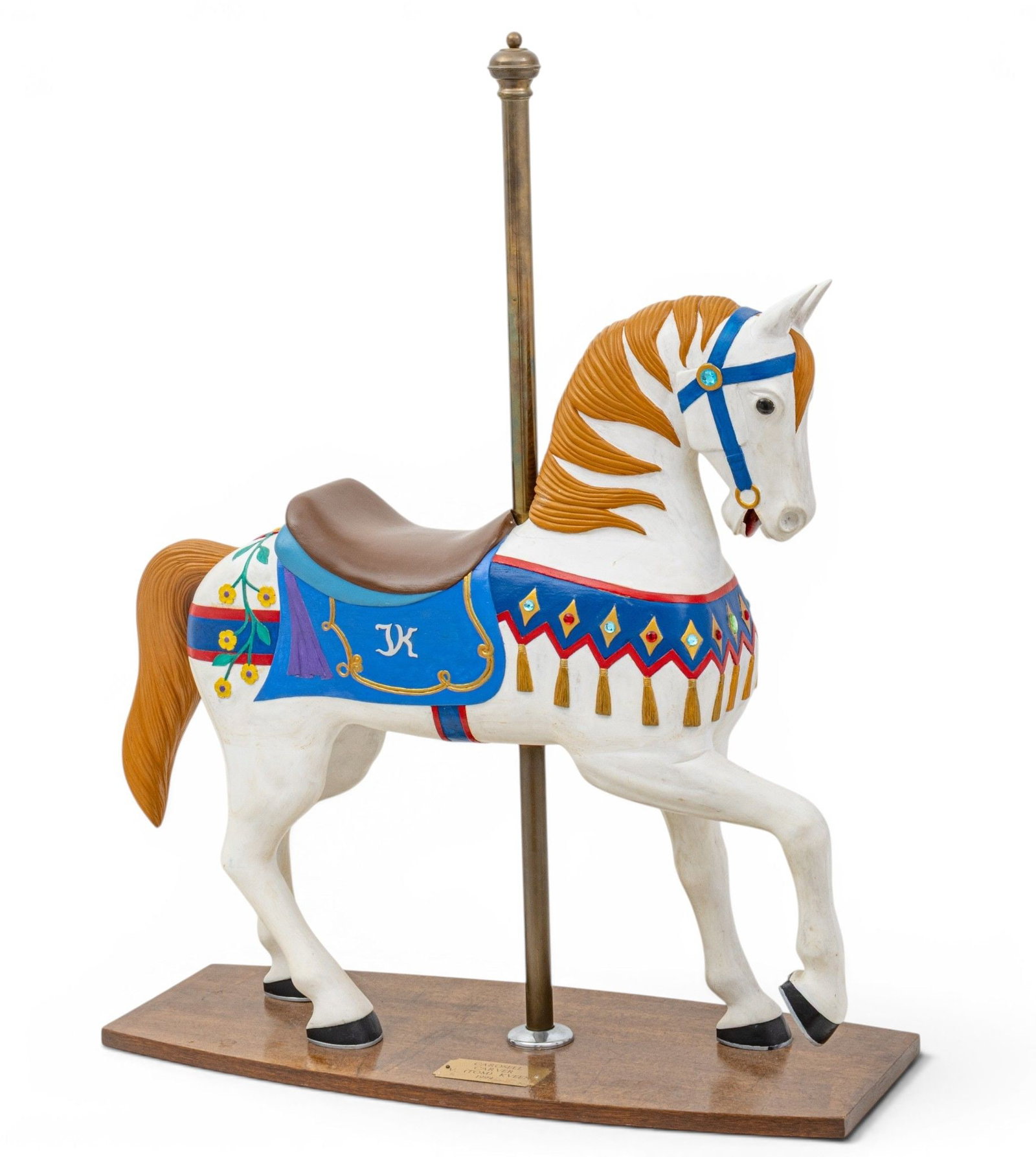Tom Kveen, Carousel Style Carved Wood Horse 1994, H 37" L 30" (1 of 8)
