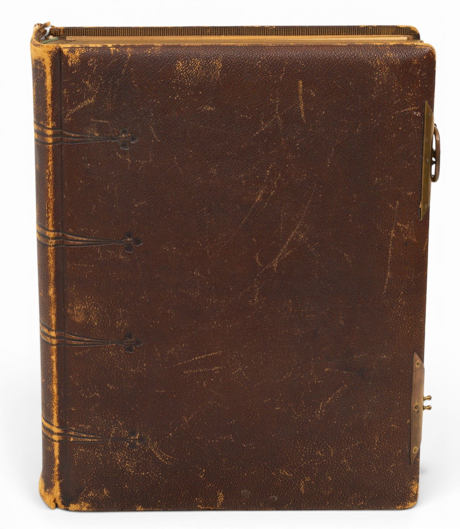 Leather Bound Photo Album 1910 Era, W 13" L 16.5" Depth 3.5" 1 PC (1 of 8)