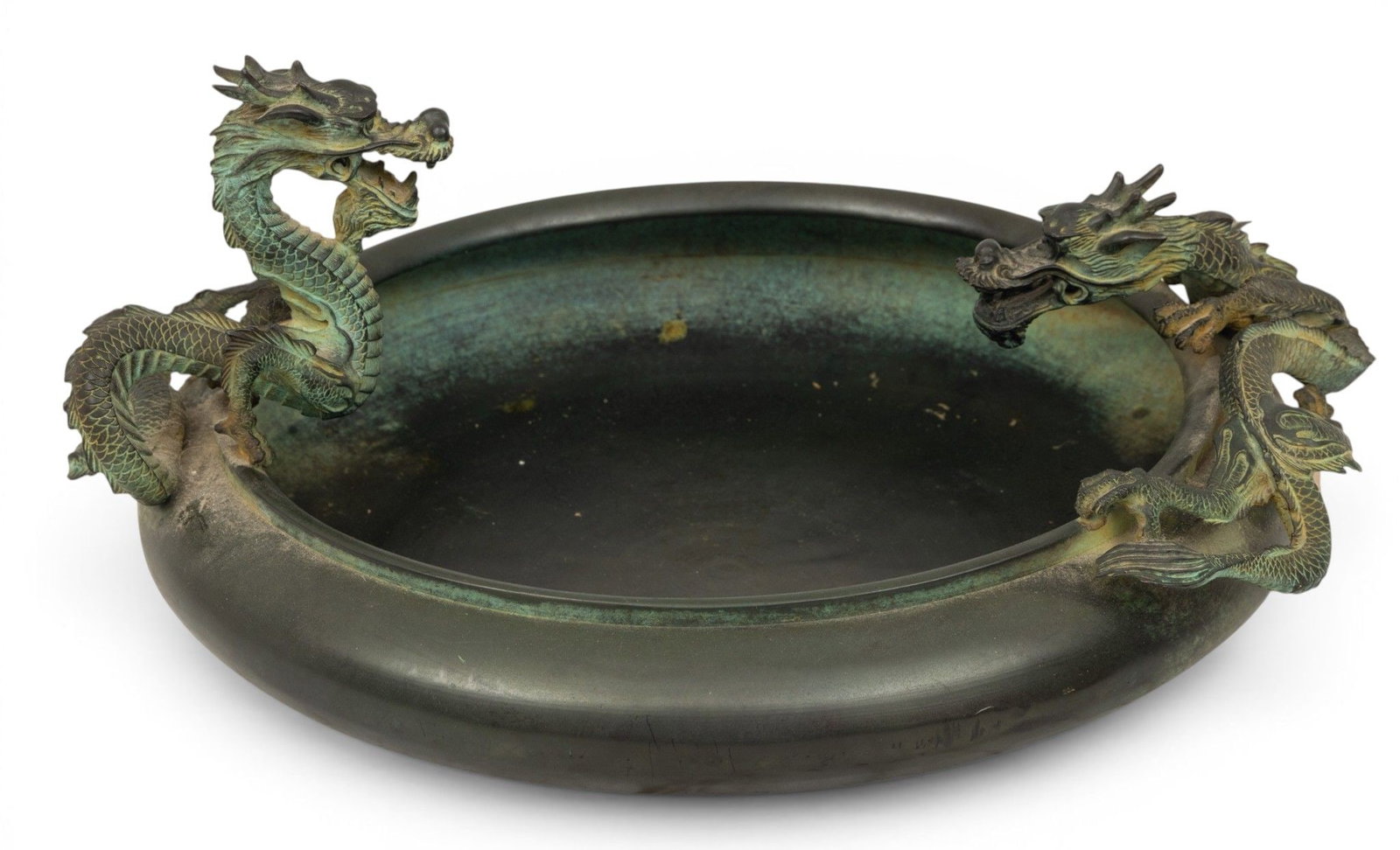Bronze Dragon Bowl, Ca. 20th C., H 7" Dia. 13" (1 of 5)