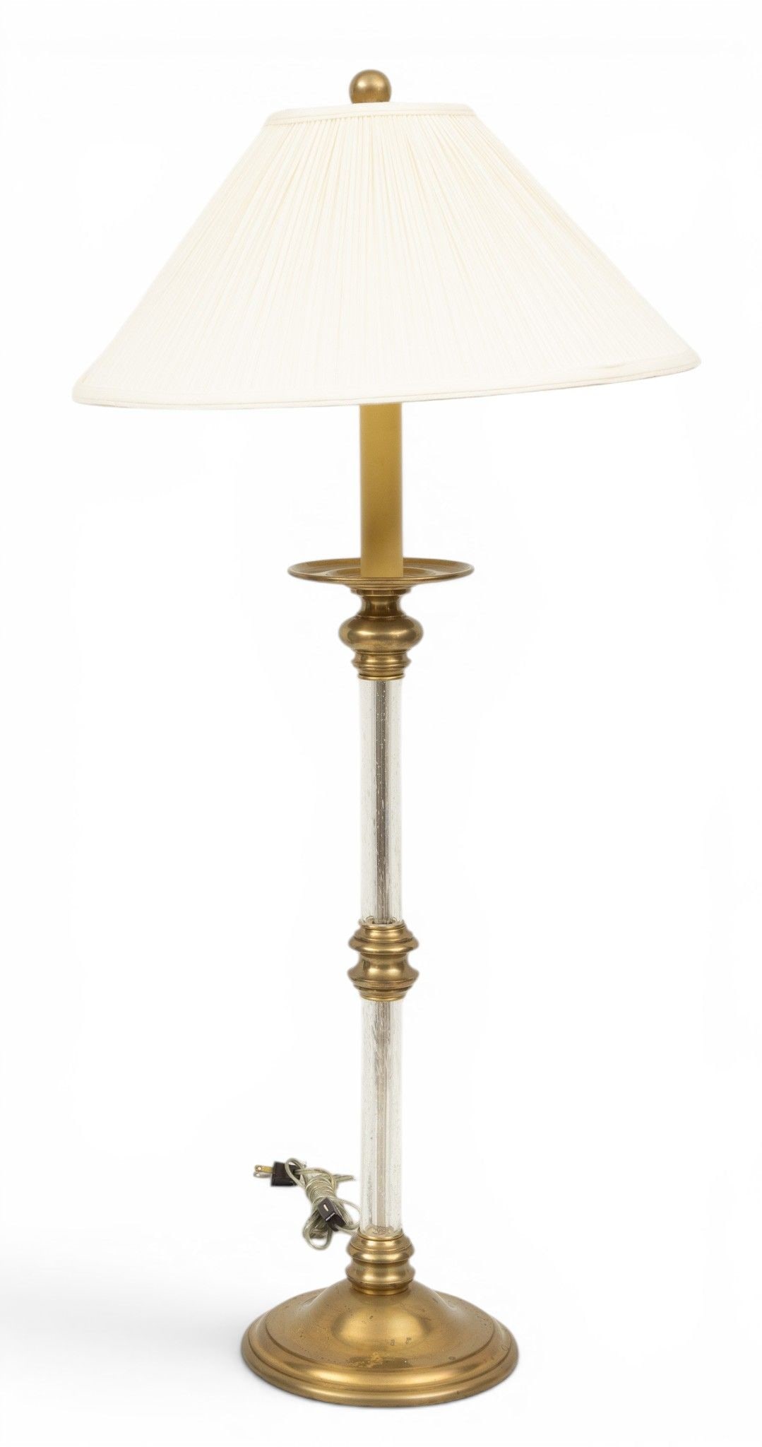 Chapman (American) Brass and Glass Candlestick Lamp 1985, H 38" (1 of 3)