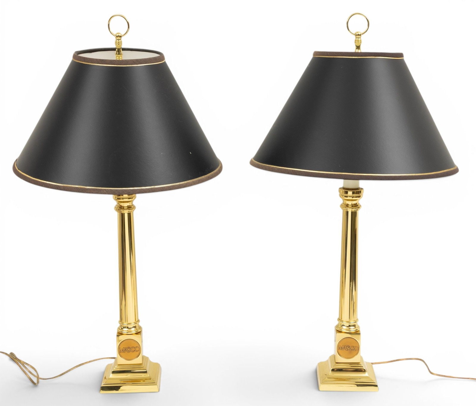 Baldwin Pair of Brass Candlestick Lamps, with Masco Insignia H 30" W 5" L 5" 1 PAIR (1 of 5)