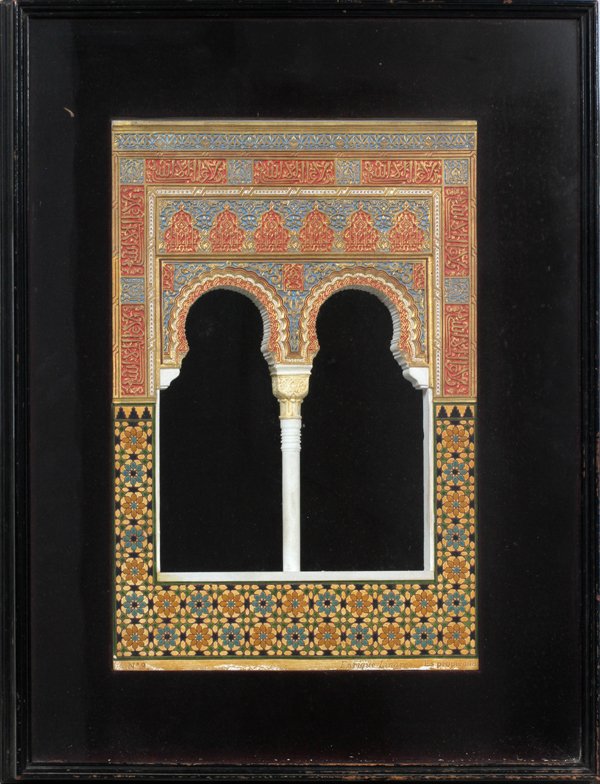 ENRIQUE LINARES NO. 9 "ES PROPIEDAD" ARCHES: ENRIQUE LINARES NO. 9 IN SHADOWBOX FRAME "ES PROPIEDAD" ARCHES:depicts Spanish arched portals. Shadow box frame;