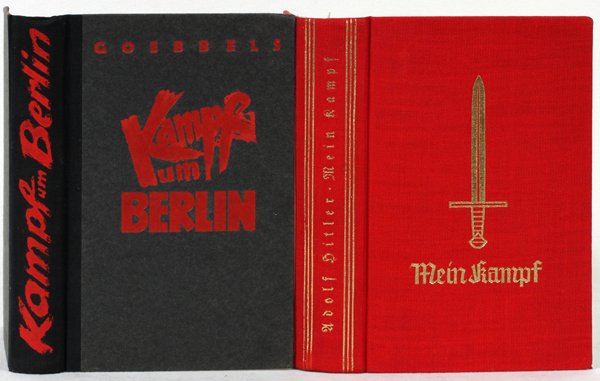 HITLER, GOEBBELS, MEIN KAUMPF & KAMPF UM BERLIN: ADOLF HITLER & JOSEPH GOEBBELS, MEIN KAUMPF & KAMPF UM BERLIN, 2 PCS.:Both editions written in German. Mein Kaumpf Publisher: München. Central Publishing House of the NSDAP, Franz Rather Nachf. in 19