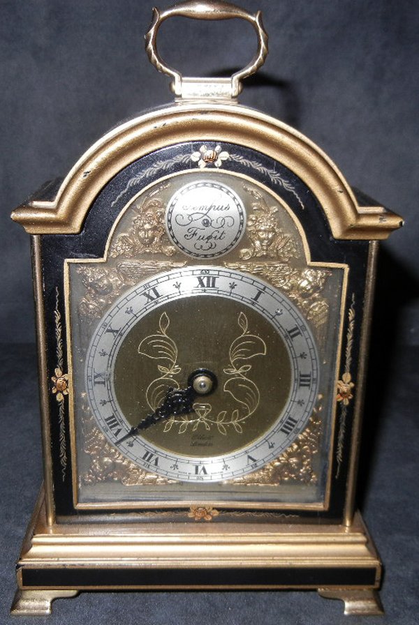 ELLIOT LONDON CHINOISERIE STYLE BRACKET CLOCK: ELLIOT OF LONDON CHINOISERIE STYLE BRACKET CLOCK, H 8":