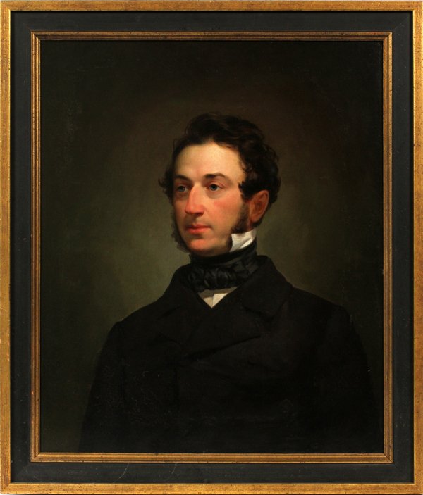 AFTER REMBRANDT PEALE OIL ON CANVAS A YOUNG MAN: AFTER REMBRANDT PEALE, OIL ON CANVAS, 30" X 25", PORTRAIT OF A YOUNG MAN:Now mounted on plywood, the man depicted wearing a black waistcoat with white collar. From the Collection of John P. O'Hara, Bl