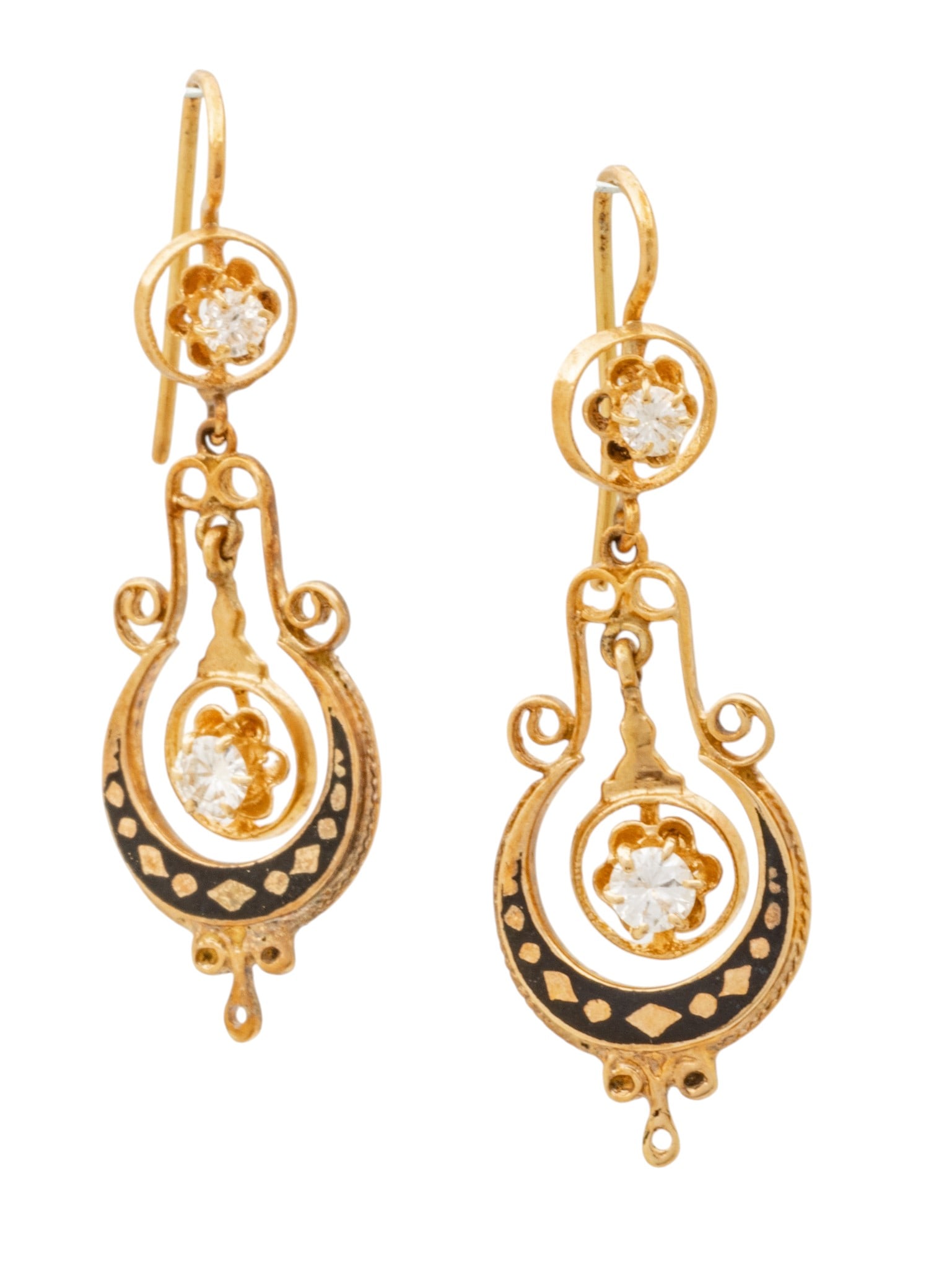 Gold and Diamond Dangle Earrings 5 grams 1 PAIR (1 of 6)
