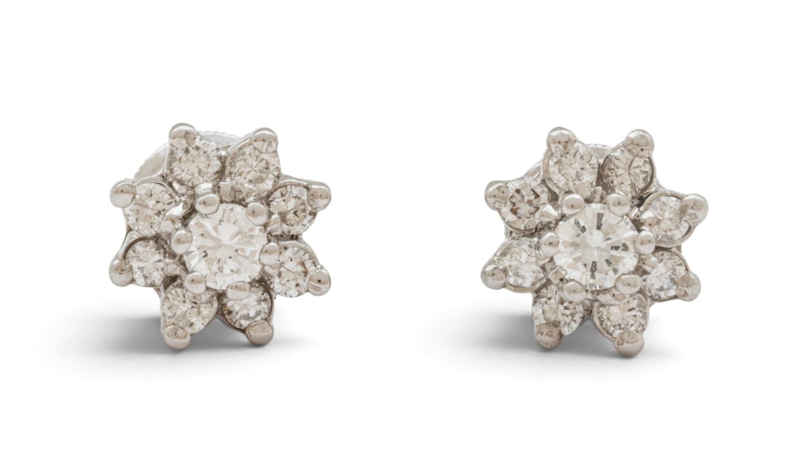 14k White Gold and Diamond Earrings 2 grams 1 PAIR (1 of 7)