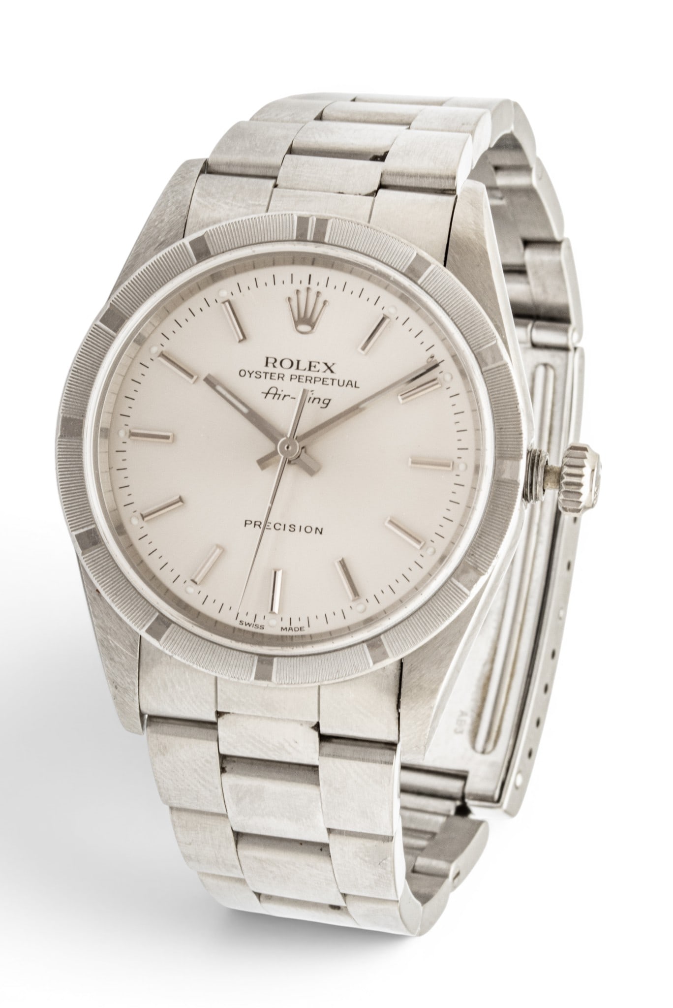 Rolex Air King "Airking" Oyster Perpetual Stainless Steel Man's Wrist Watch 2020, L 9": Rolex Air King "Airking" Oyster Perpetual Stainless Steel Man's Wrist Watch 2020, L 9" Stem wind 78350 Steelinox. Made in Switzerland. Provenance: Property from a prominent Oakland County, MI pr