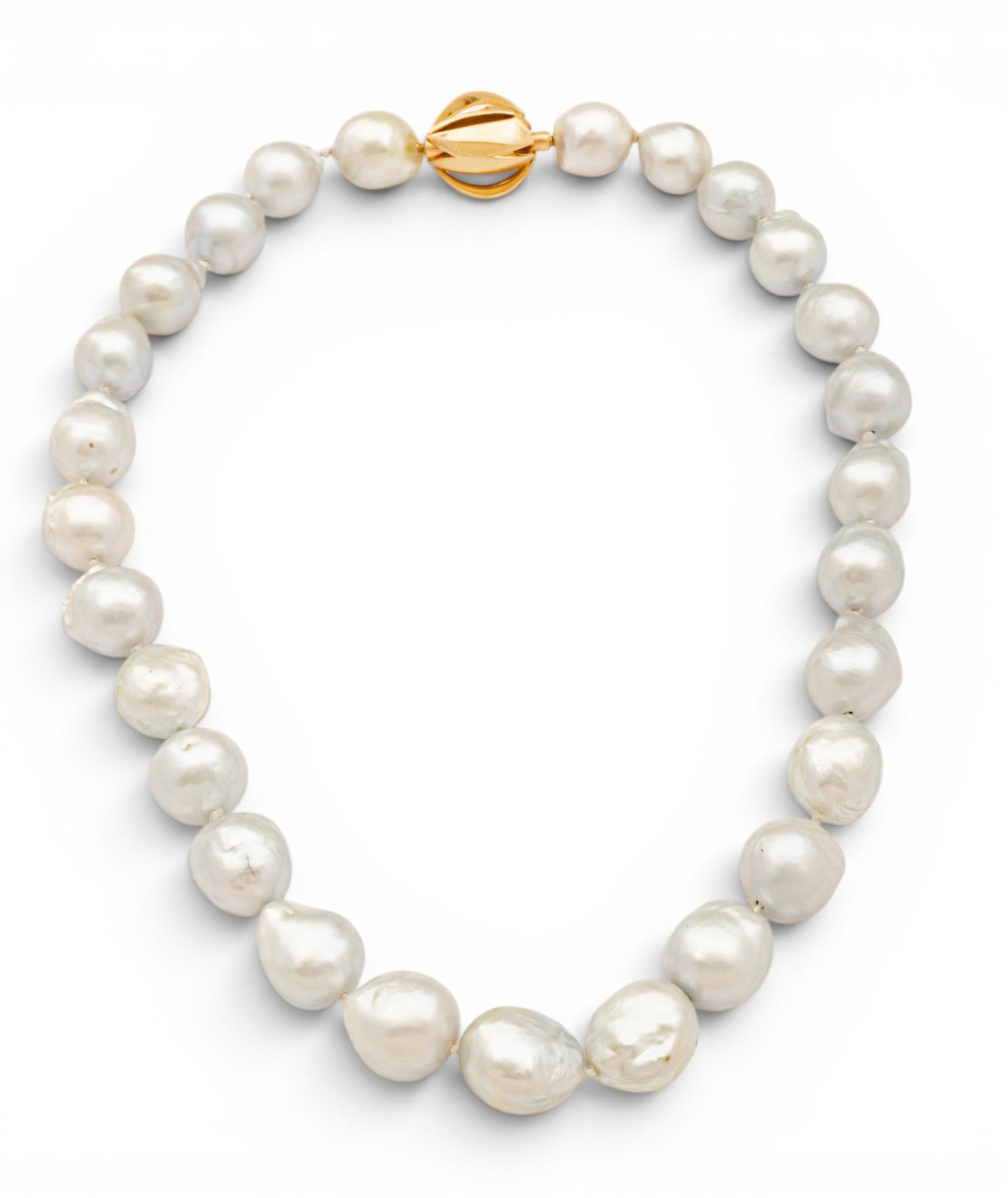 14k Yellow Gold and Diamond Clasp, Baroque South Sea Pearl Necklace L 20" (1 of 8)