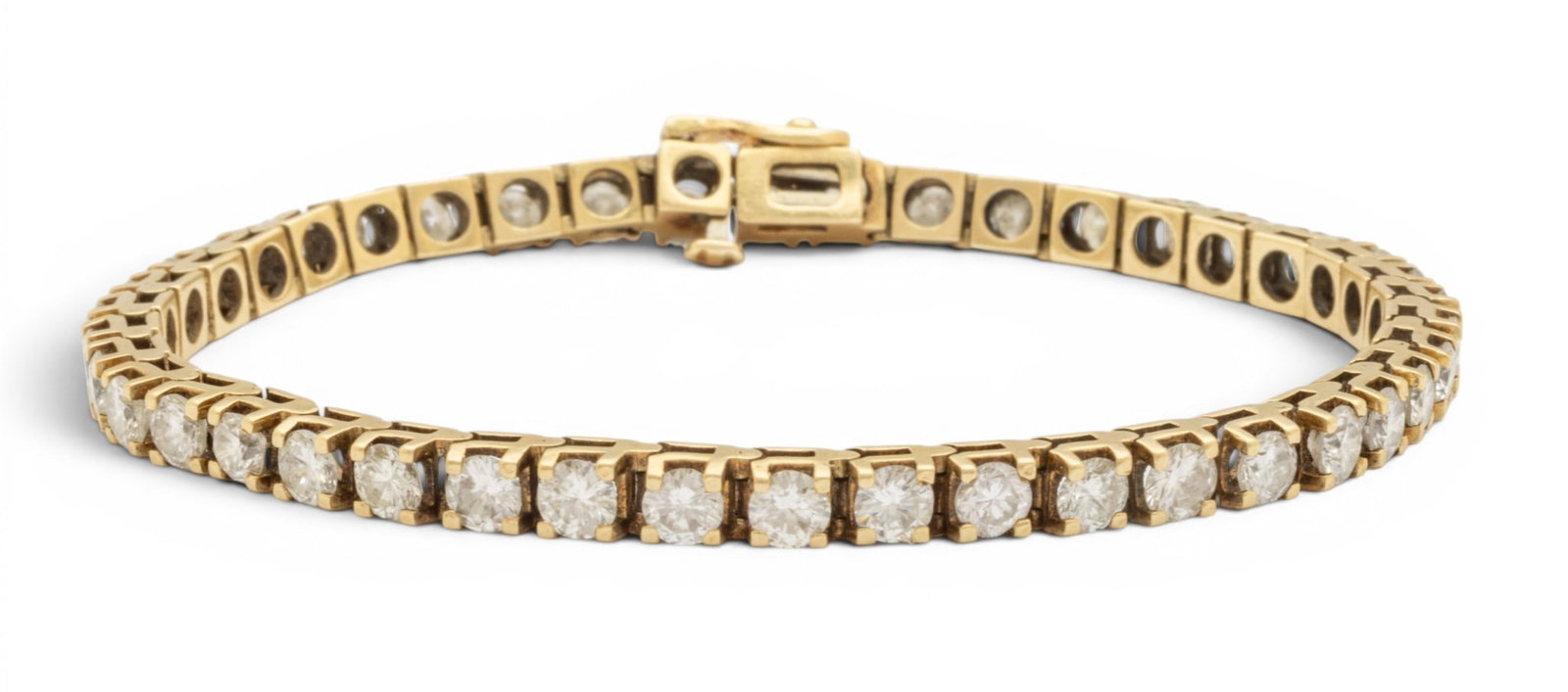 Ladies 14k Yellow Gold and Natural Diamond Tennis Bracelet 11 12.8 grams (1 of 7)