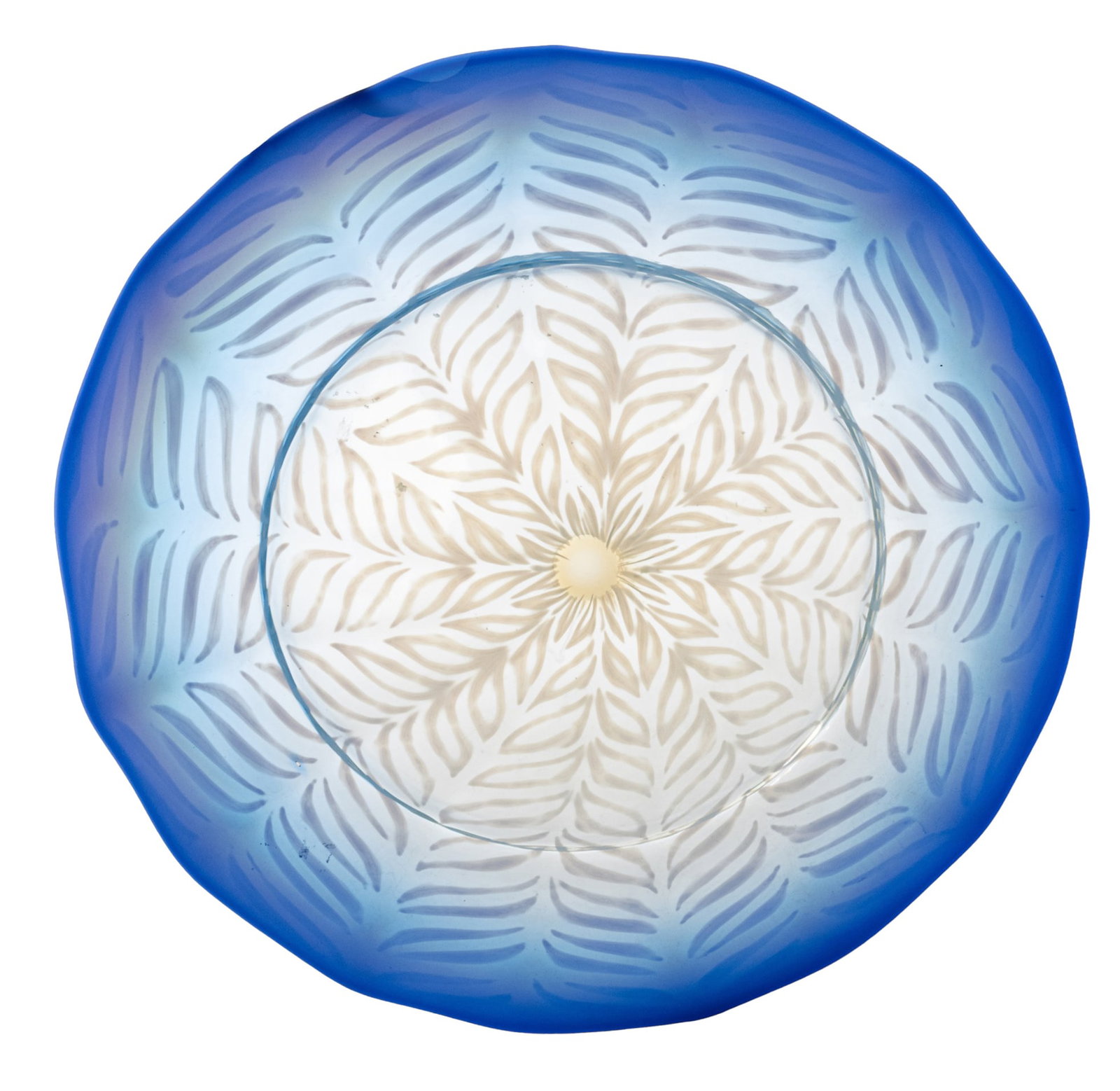 Louis Comfort Tiffany (American, 1848-1933) Blue and White Favrile Glass Cabinet Plate 1900, Dia. (1 of 7)