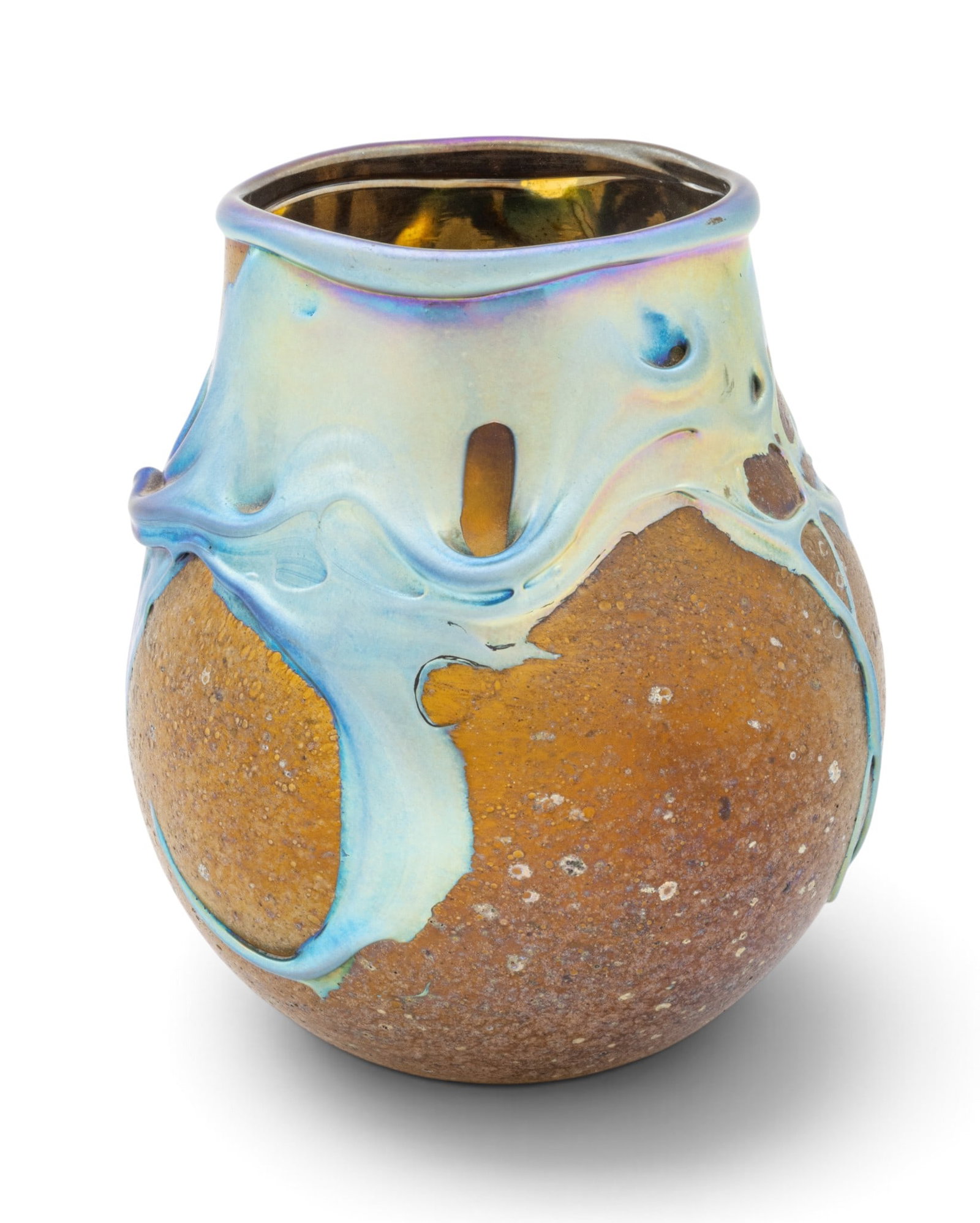 Charles Lotton (American, B. 1935) Lava Blown Art Glass Vase 1980, H 5" Dia. 4" 1 PC (1 of 8)