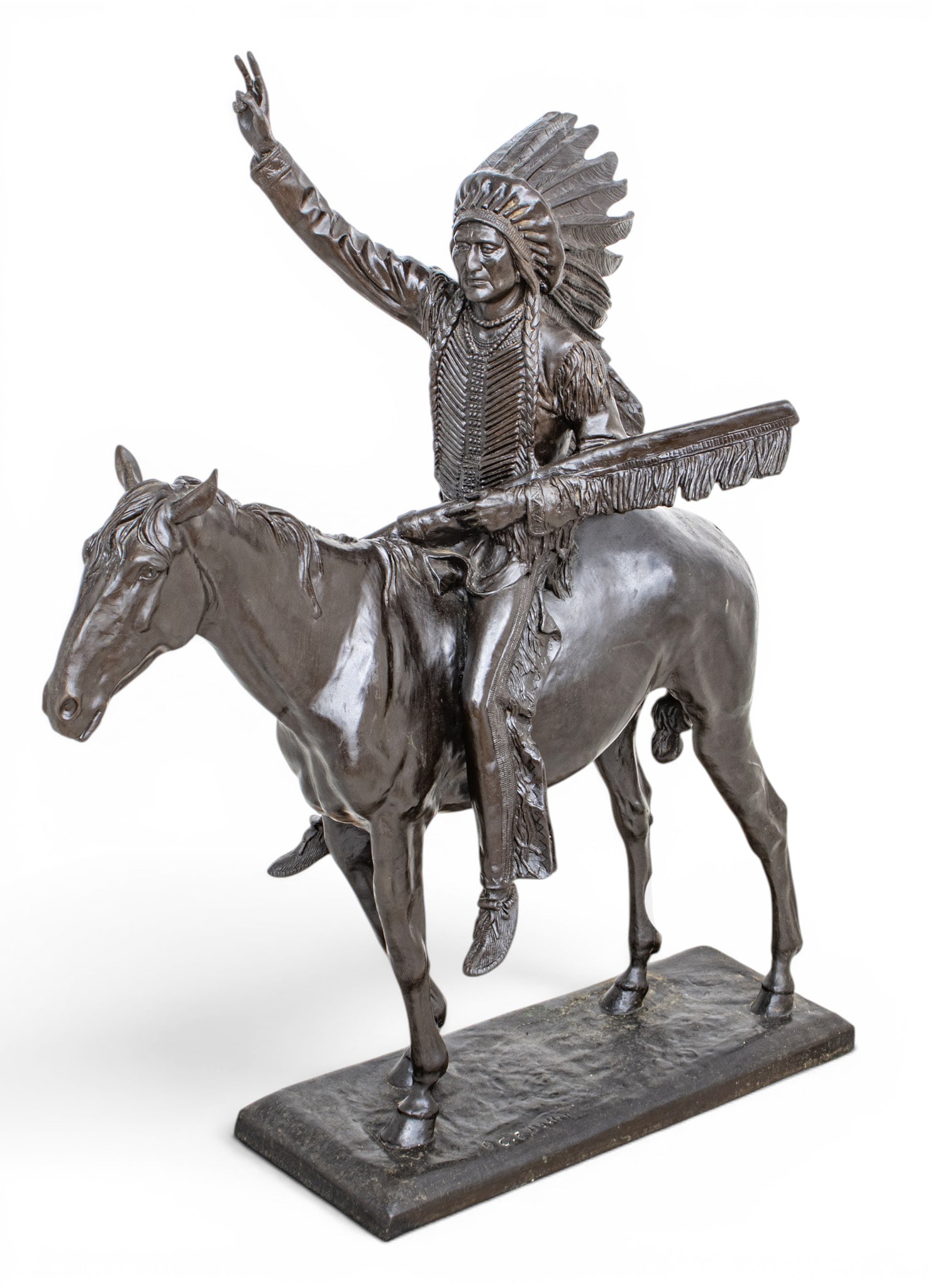 After Cyrus Edwin Dallin (American, 1861-1944) Monumental Bronze Sculpture 20th C., 'Chief - 2