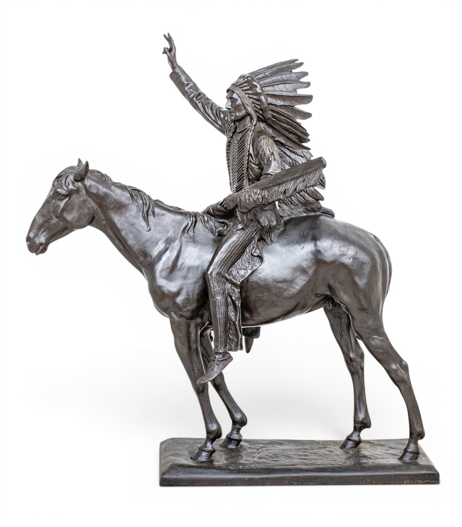 After Cyrus Edwin Dallin (American, 1861-1944) Monumental Bronze Sculpture 20th C., 'Chief - 4