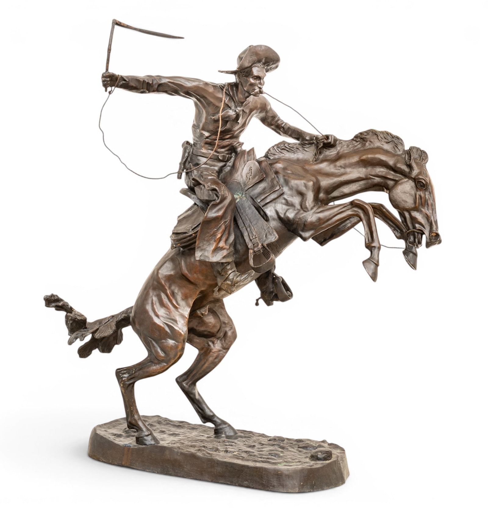 After Frederic Remington (American, 1861-1909) Monumental Bronze Sculpture 20th C., 'Broncho (1 of 16)