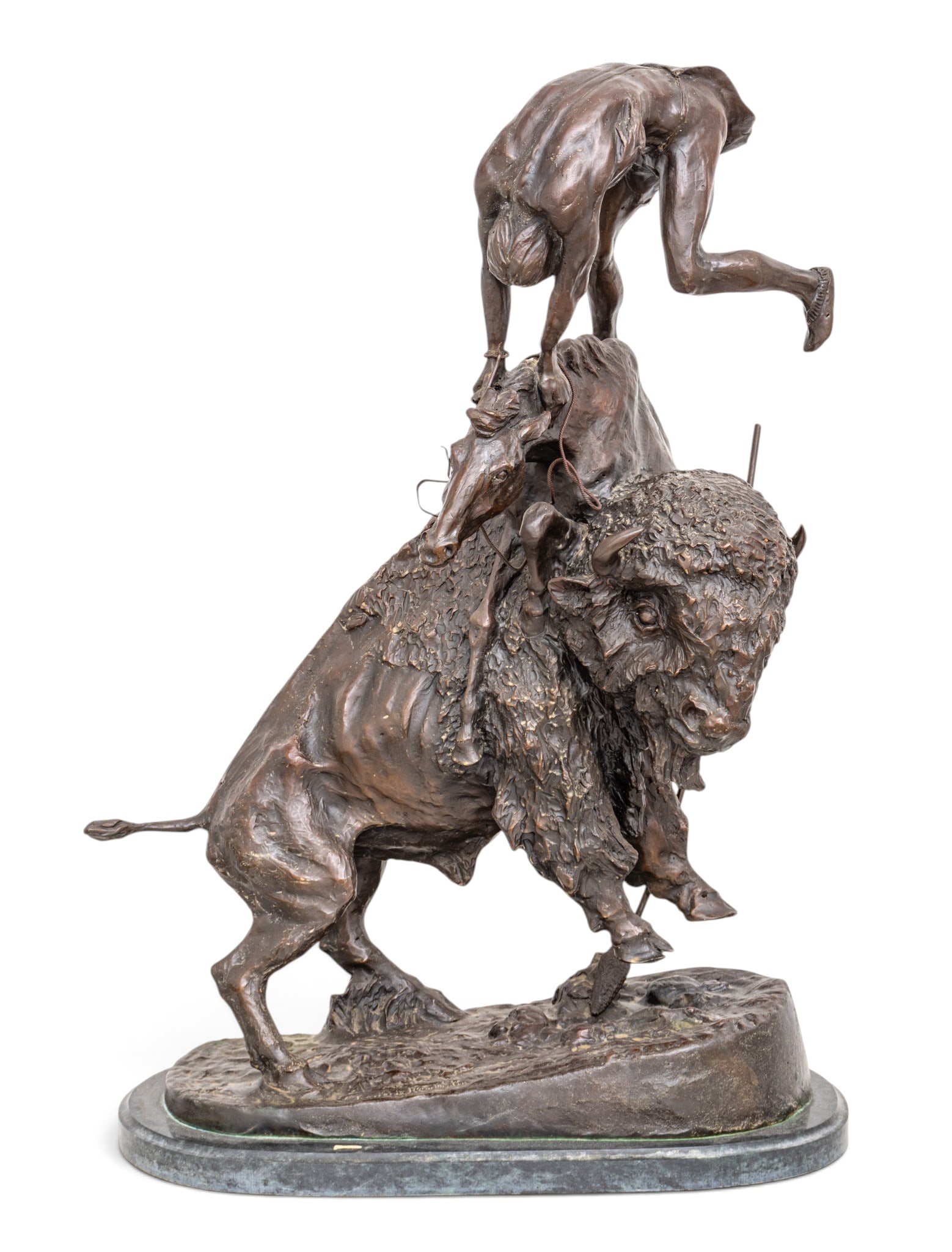 After Frederic Remington (American, 1861-1909) Large Bronze Sculpture 20th C., 'Buffalo Horse', H (1 of 14)