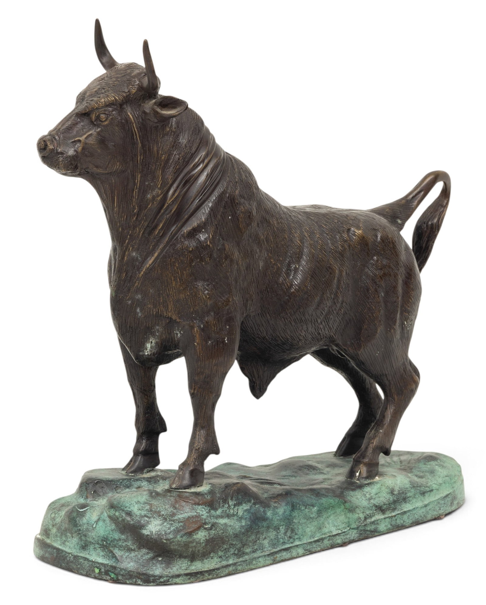 Bronze Standing Bull on Landscape 1900, H 16" L 17" 1 PC (1 of 5)