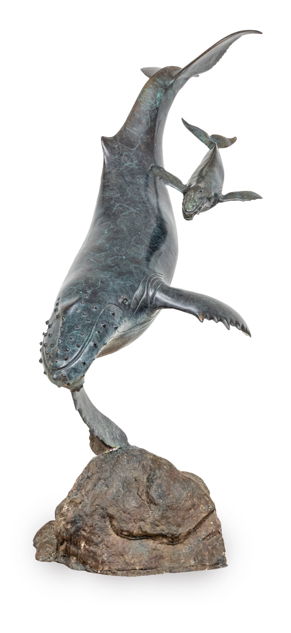 Octavio Gonzalez Gutierrez (Mexican, B. 1950) Bronze Sculpture 20th Cent., 'La Ballena Y Su Crí: Octavio Gonzalez Gutierrez (Mexican, B. 1950) Bronze Sculpture 20th Cent., 'La Ballena Y Su Cría', SN: #5/30, H 54" W 22" L 55" Humpback whale and Calf. Base inscribed with signature, numbered #5