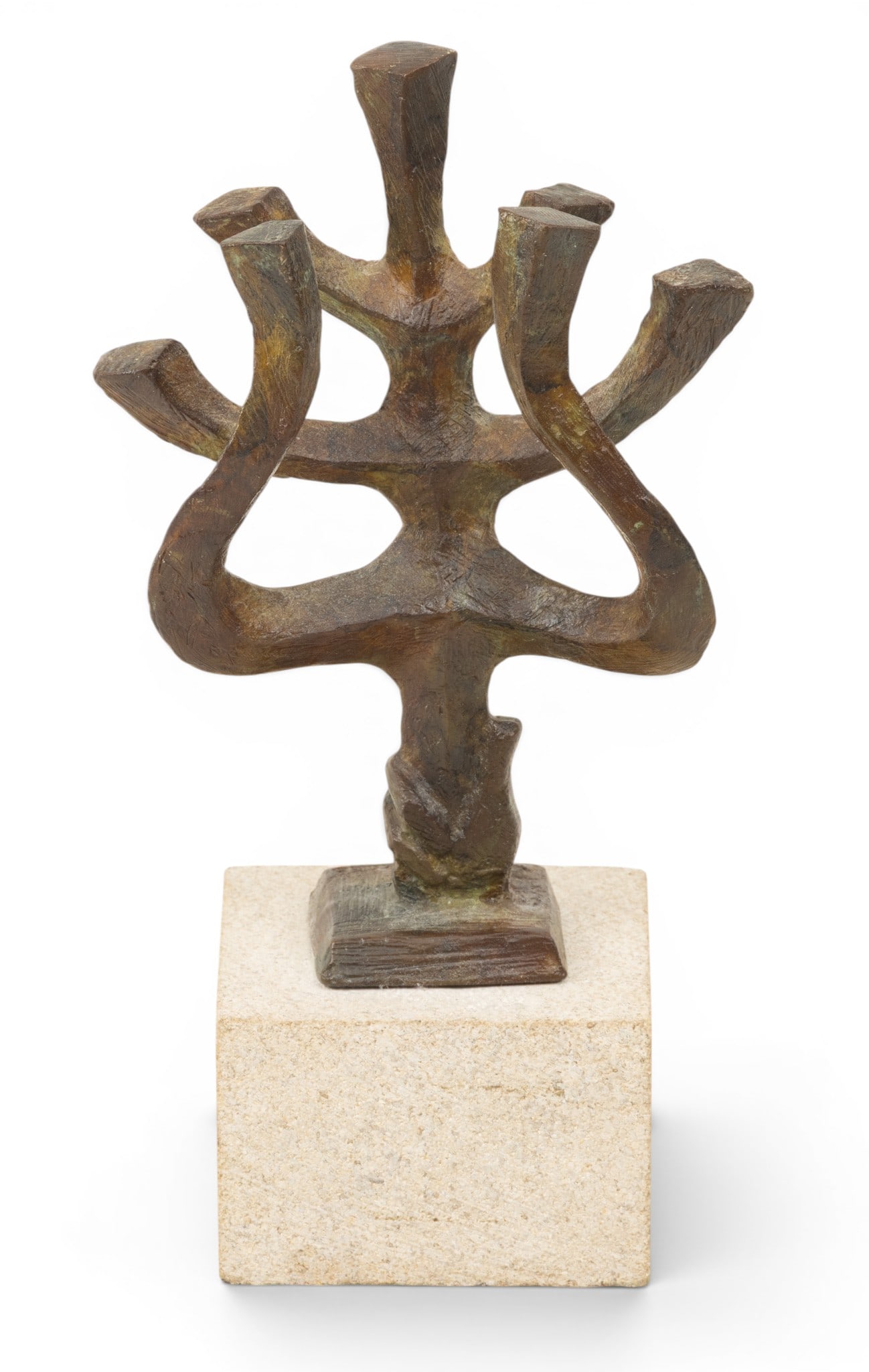 Chaim Gross (American, 1904-1991) Bronze Menorah, Ca. 1970s, H 6.375" W 4.5" Depth 2" (1 of 5)