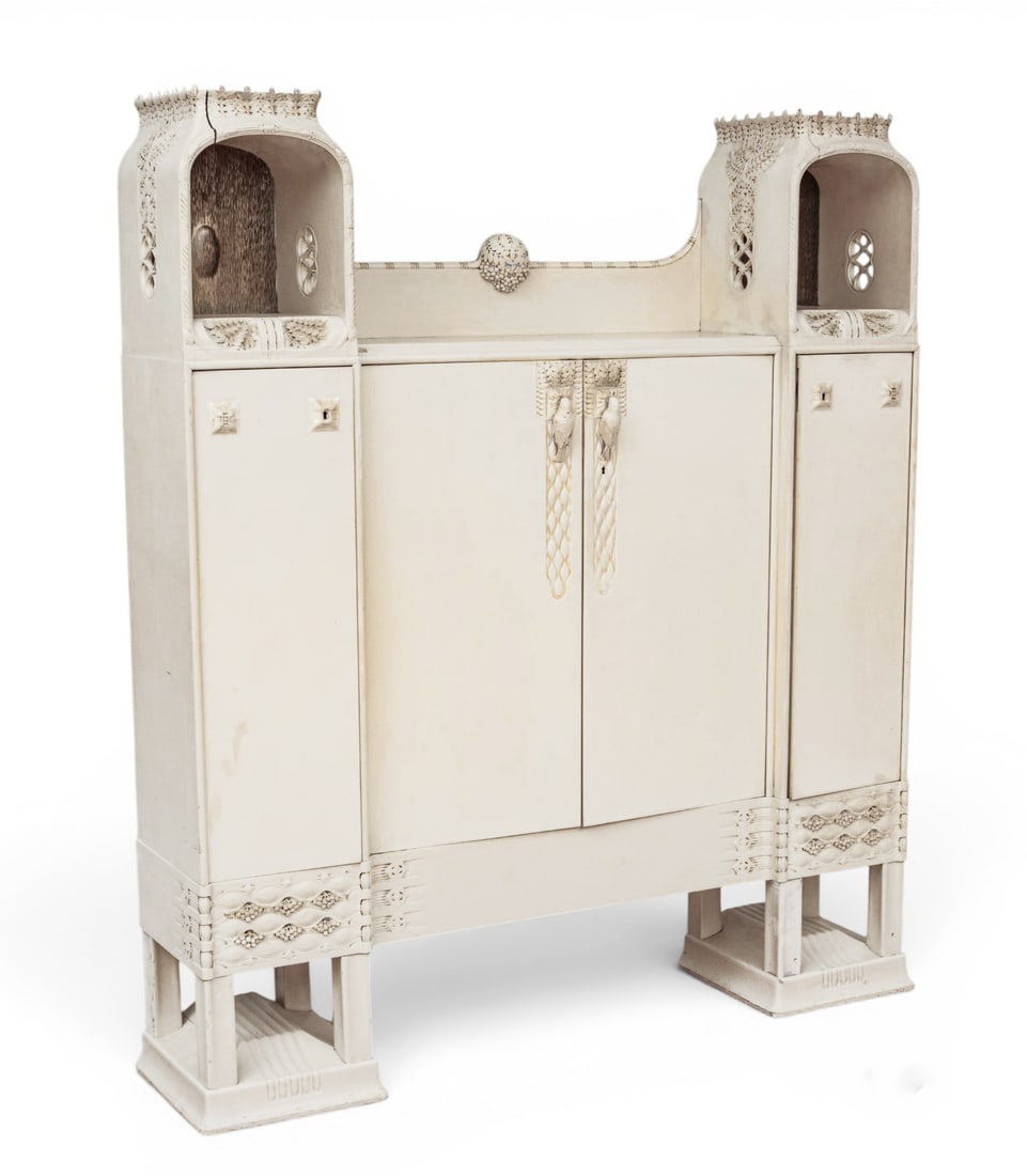 Ragnar Östberg (Swedish, 1866-1945) Art Nouveau "Bird Bureau", Ca. 1910, H 65" W 56" Depth (1 of 15)