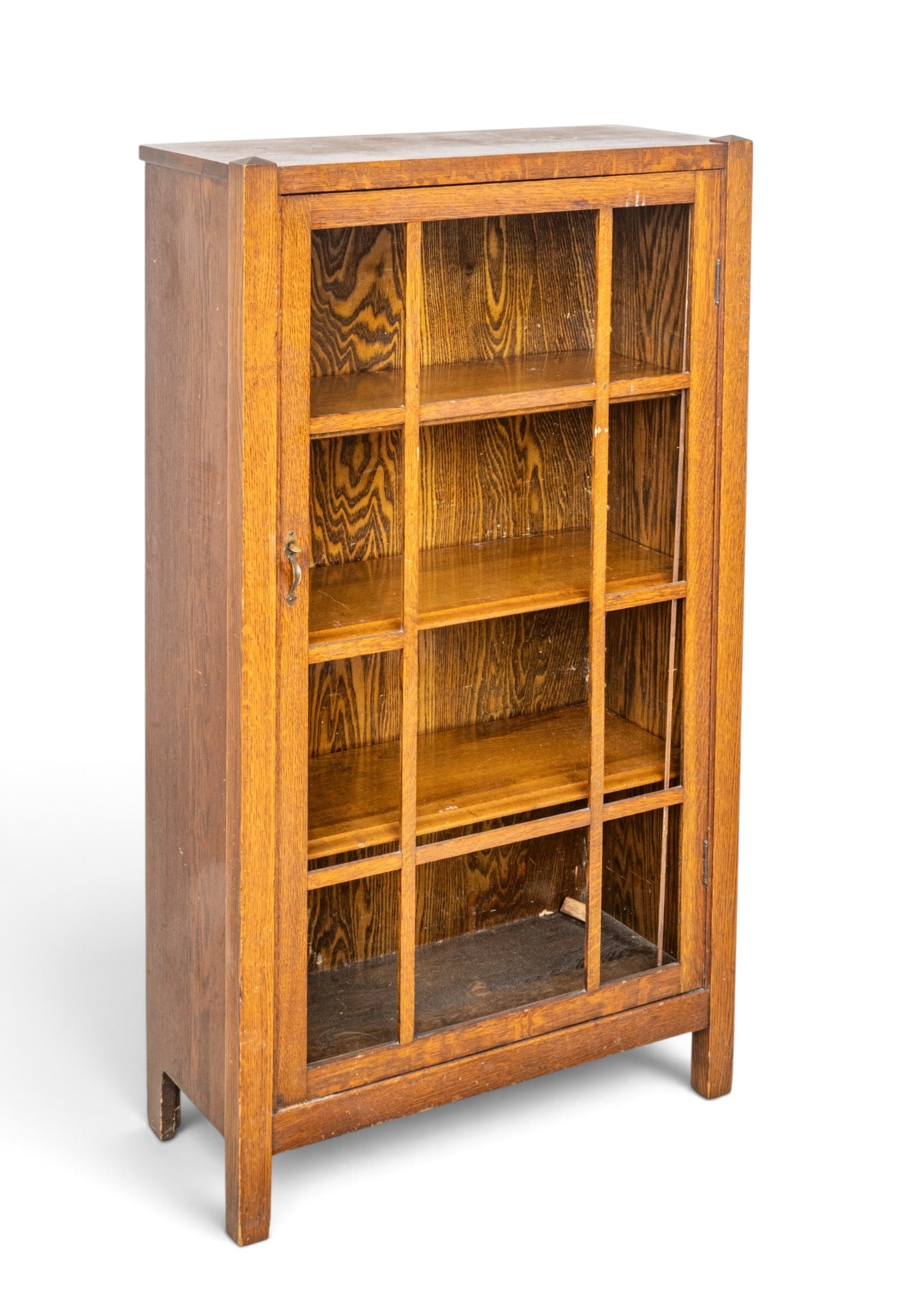Rockford Chair & Furniture Company (American) Mission Oak Cabinet, Ca. Early 20th C., H 50.5" W: Rockford Chair & Furniture Company (American) Mission Oak Cabinet, Ca. Early 20th C., H 50.5" W 28.5" Depth 12" An oak cabinet with four interior shelves, raised on straight legs. Remnant label on bac