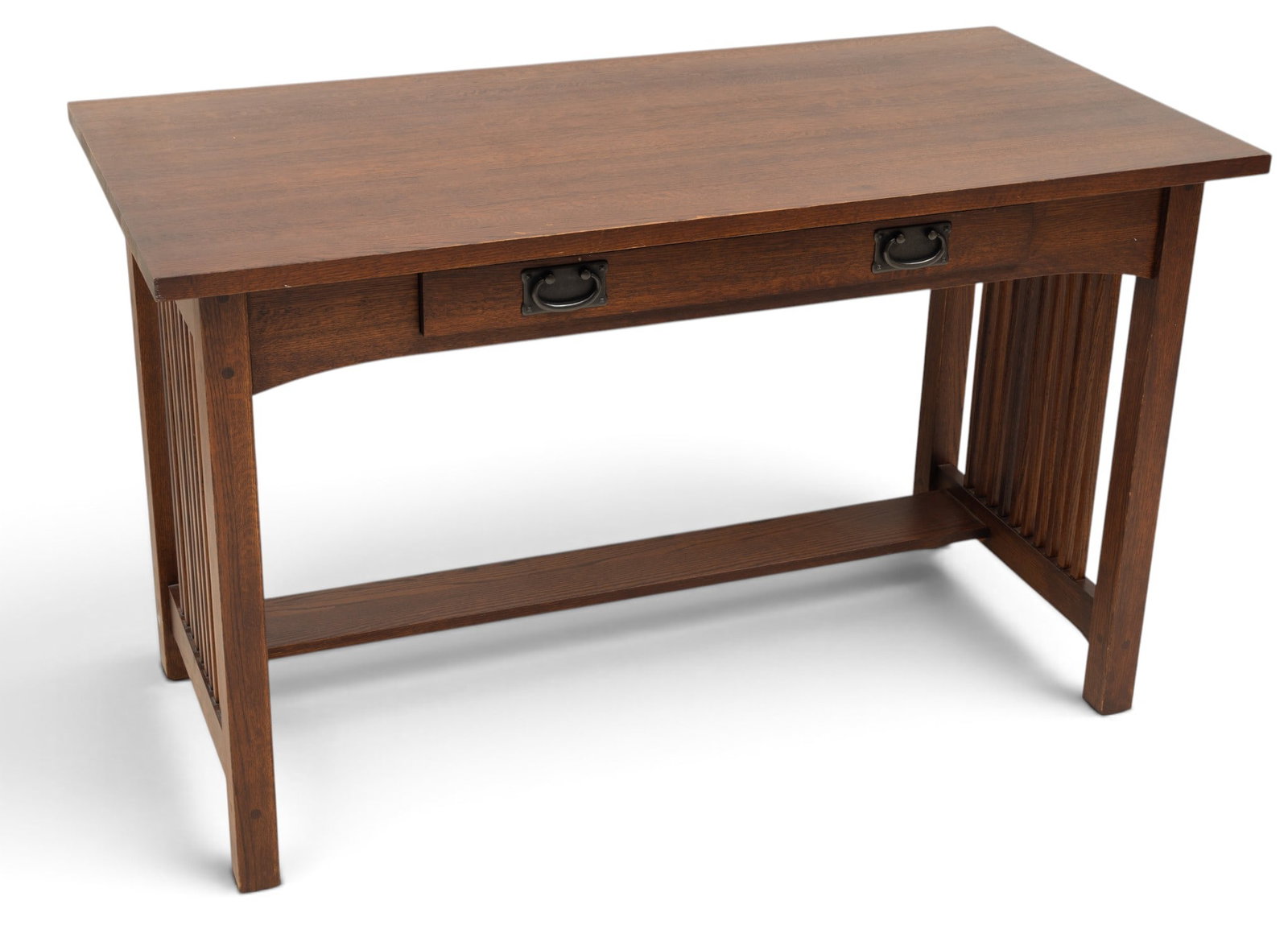 Mission Style Oak Desk, Ca. 20th C., H 30.5" W 50" Depth 25" (1 of 6)