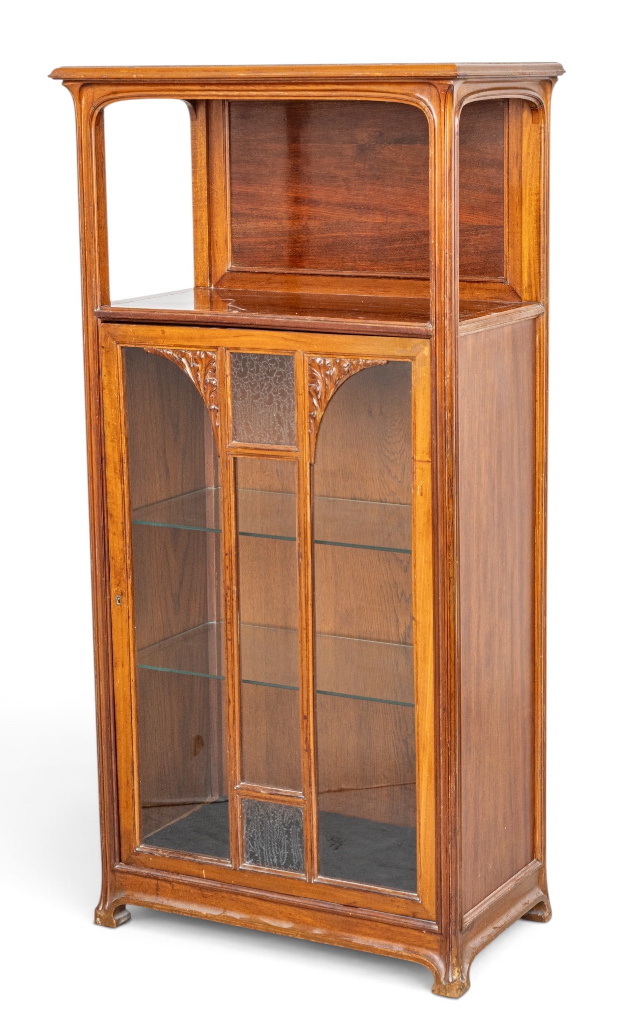 Art Nouveau Mahogany Cabinet, Ca. 1910, H 59" W 29.75" Depth 16" 1 PC (1 of 8)