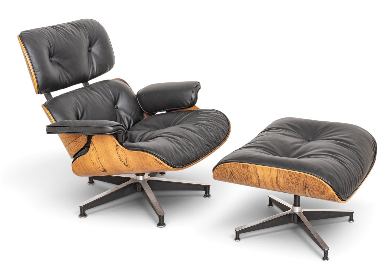 Charles and Ray Eames (American) for Herman Miller Black Leather & Rosewood Lounge Chair and (1 of 11)