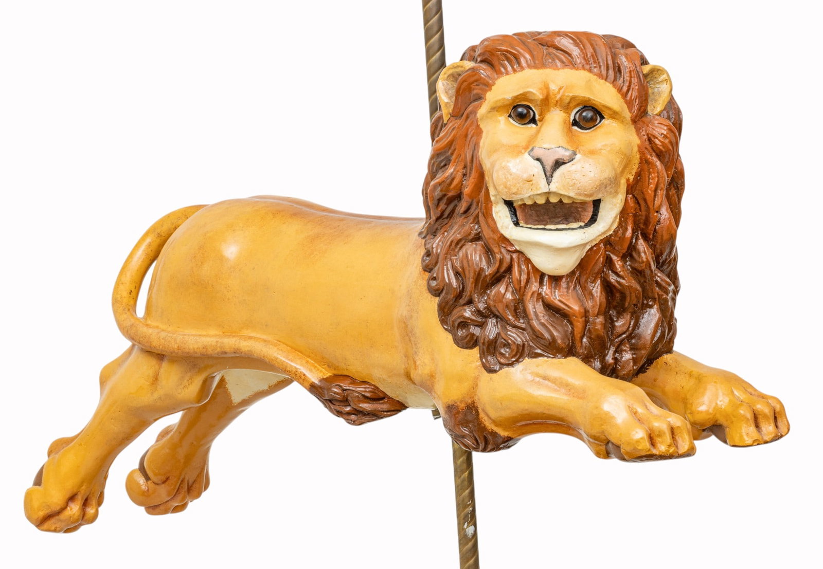 Gustave Bayol (French, 1859-1931) Carved Painted Wood Carousel Lion 1900, 'Kiddie Size Lion', H 28" (1 of 9)