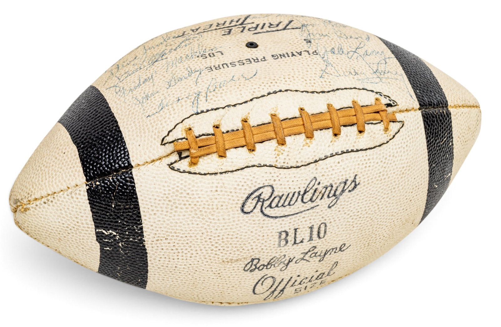 Detroit Lions 1957 Championship Team Signed Football, 'Bobby Layne Apology Ball to the Stadium Bar', (1 of 7)