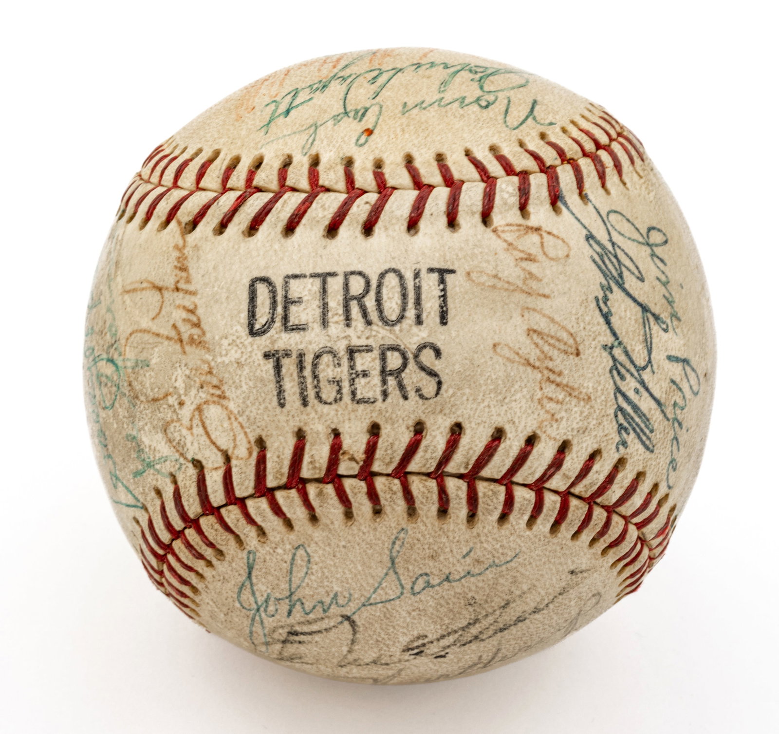 1968 Detroit Tigers World Series Team Autographed Baseball 1968, 1 PC: 1968 Detroit Tigers World Series Team Autographed Baseball 1968, 1 PC Team signed baseball with clear and distinct signatures in multiple colored ink. Includes: Mayo Smith and Denny McLain (sweet spot