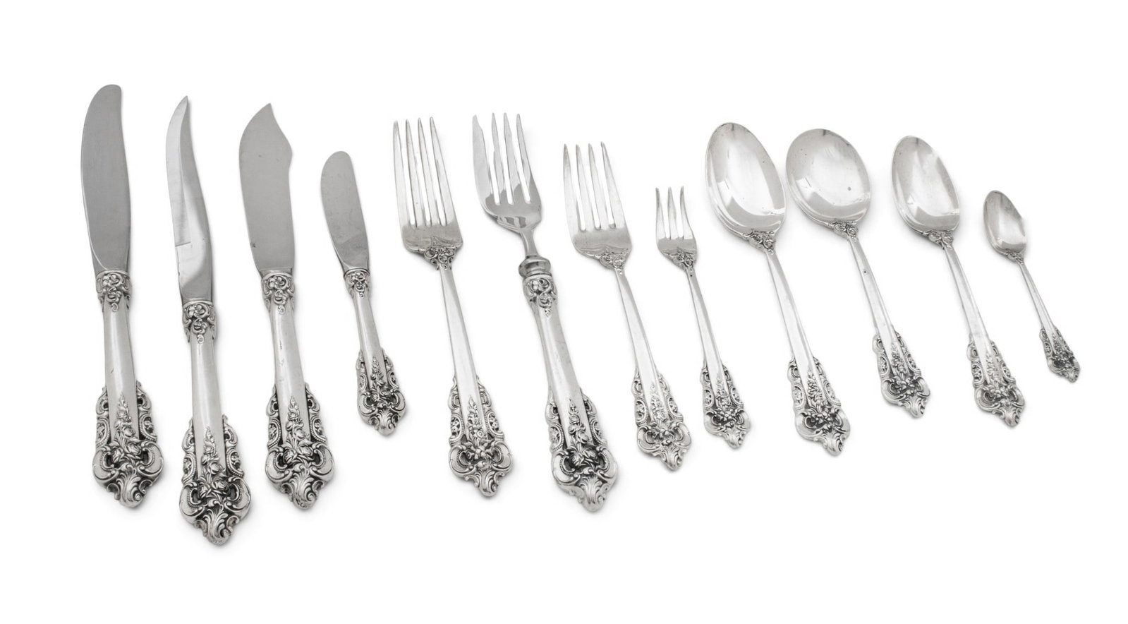 Wallace Silversmiths (American,) Sterling Silver Flatware Service and Serving Pieces for 12 '"Grand (1 of 20)