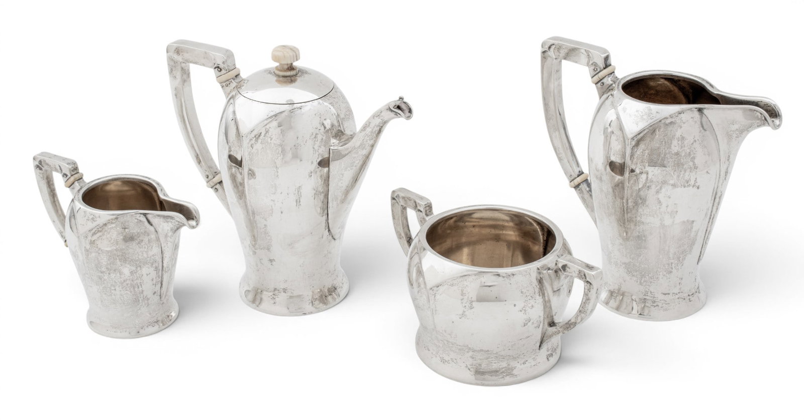 Vienna, (Austro Hungary, 1872-1922) Art Nouveau 950 Sterling Silver Coffee Set 1920, 4 PCS (1 of 8)
