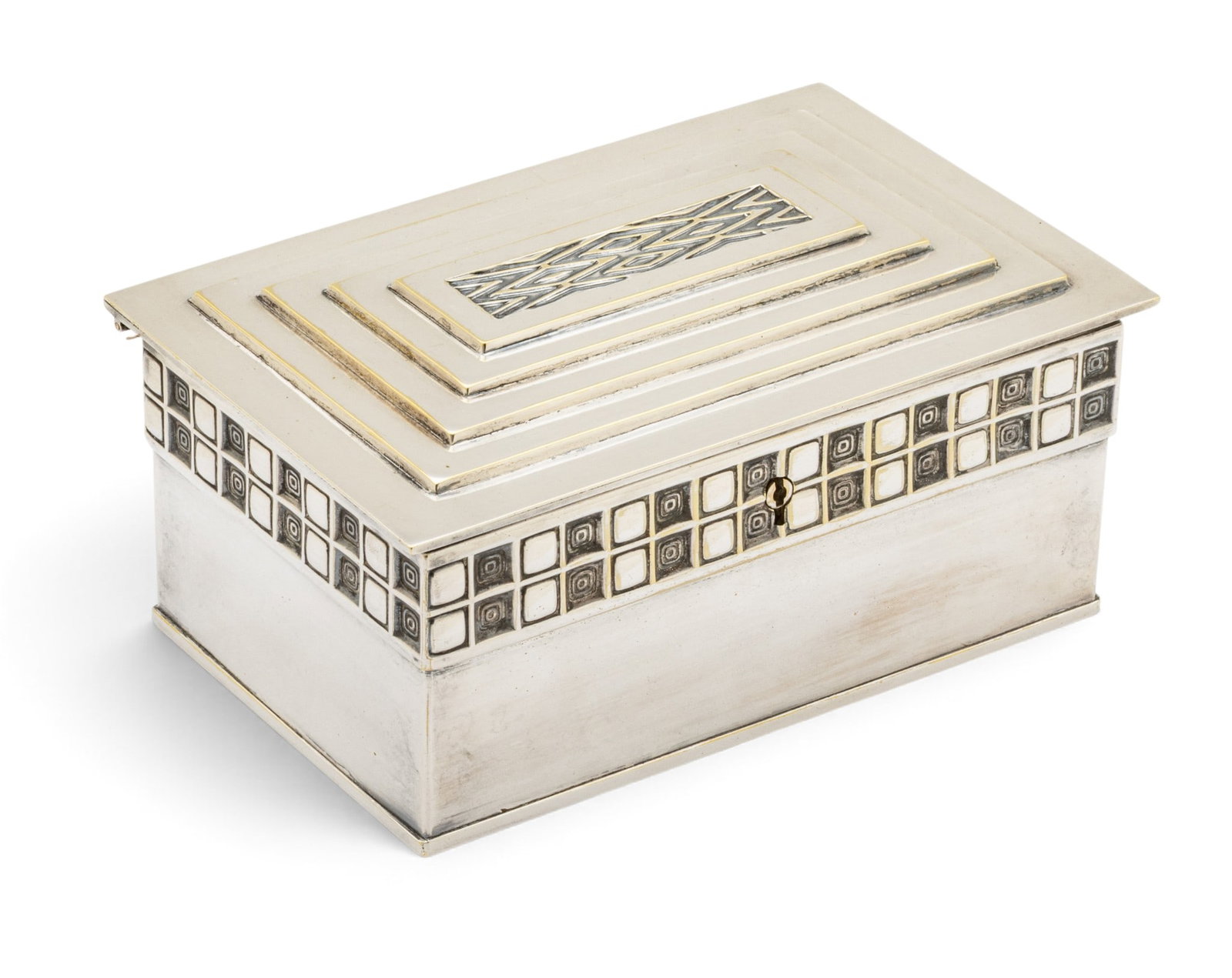 Silver Art Deco Covered Jewelry Box 1930, H 2.7" L 6" Depth 3.7" 14 t oz 1 PC (1 of 11)