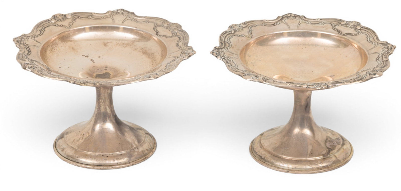 Gorham (American) Chantilly Sterling Silver Compotes, Weighted. H 4" Dia. 6" 19 t oz 1 PAIR (1 of 6)
