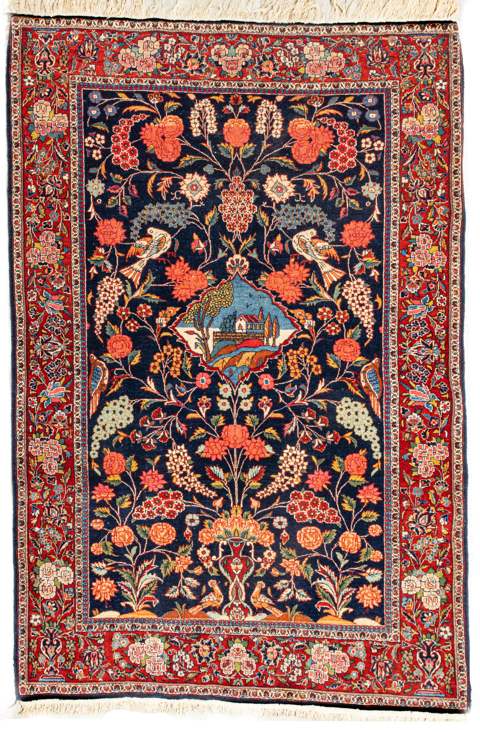 Kashan Fine Hand Woven Pictorial Rug 1940, W 4' L 6' 7" (1 of 9)