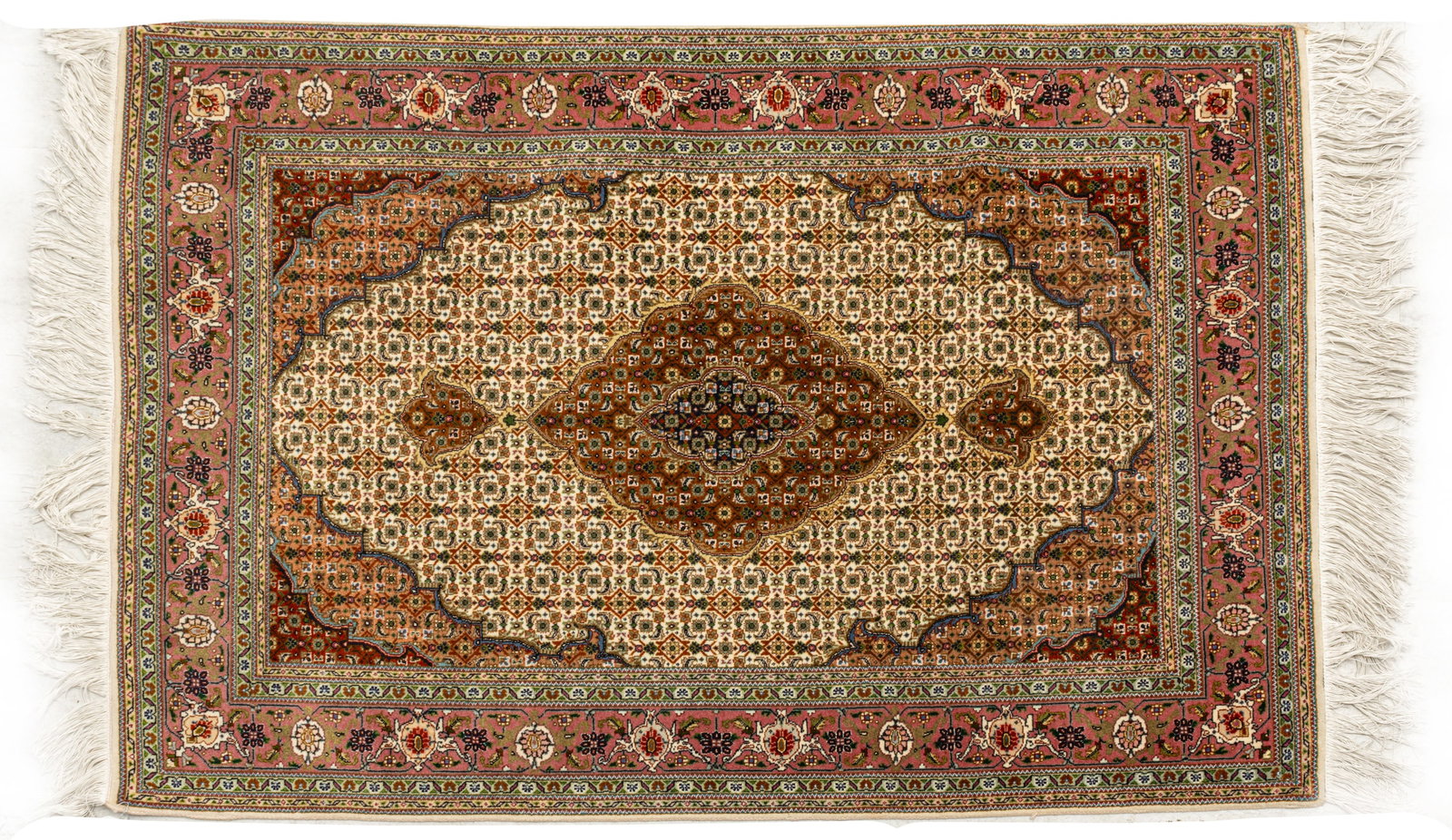 Persian (Tabriz) Wool and Silk Rug, Center Diamond Medallion W 3' 4" L 5' 1 PC (1 of 7)