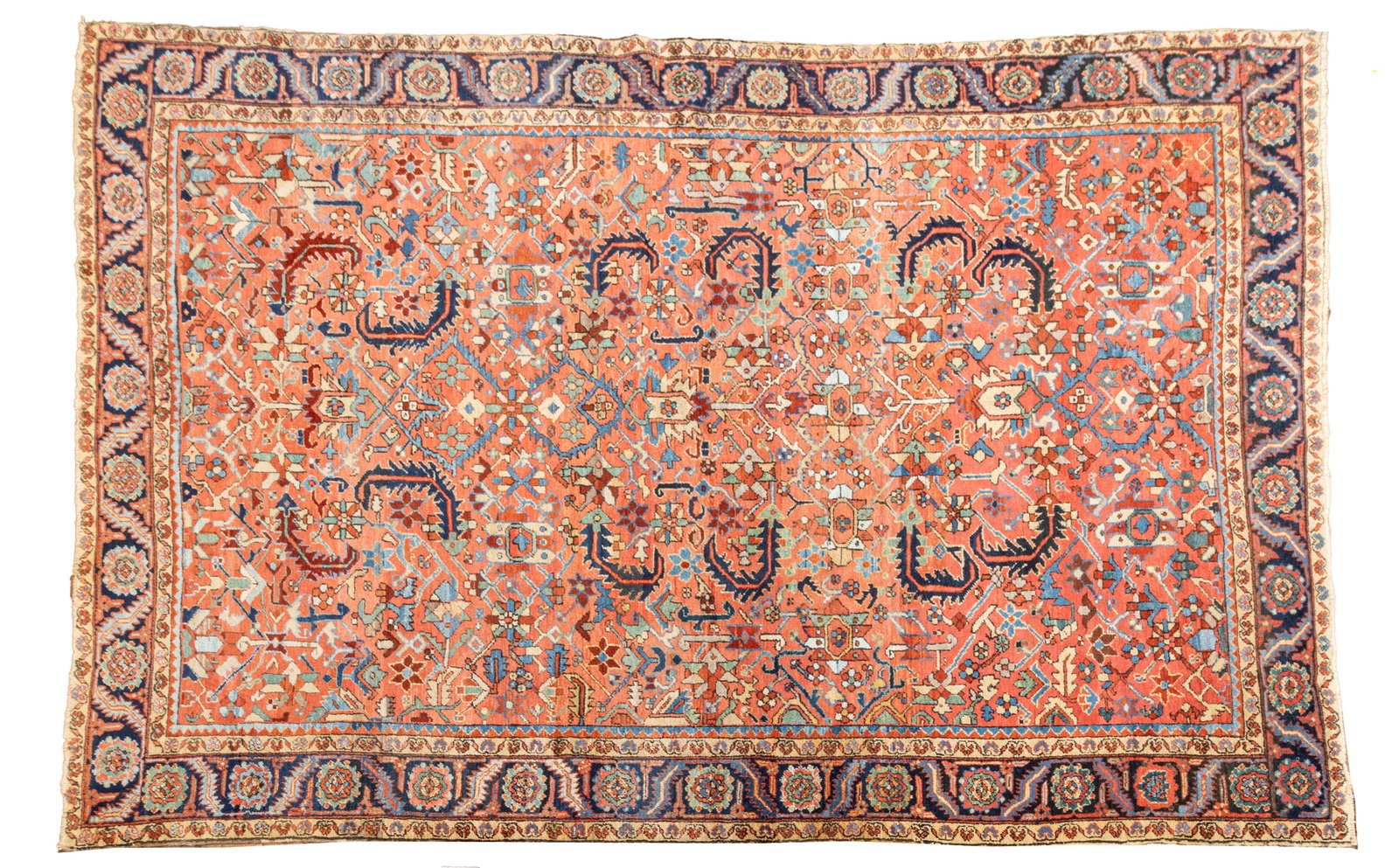 Persian Heriz Hand Woven Wool Rug W 9' 1" L 11' 11" (1 of 6)