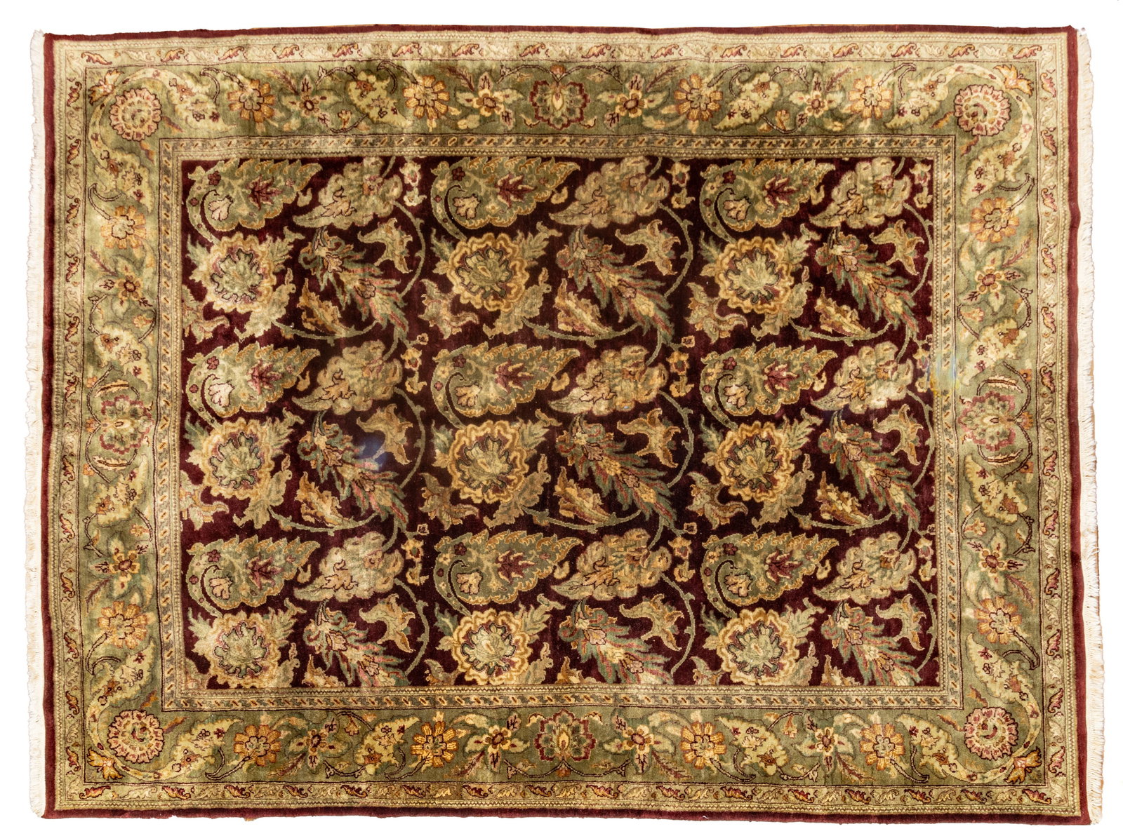Indian Agra Hand Woven Wool Oriental Rug, Ca. 1990, W 9' 7" L 7' 11" (1 of 5)
