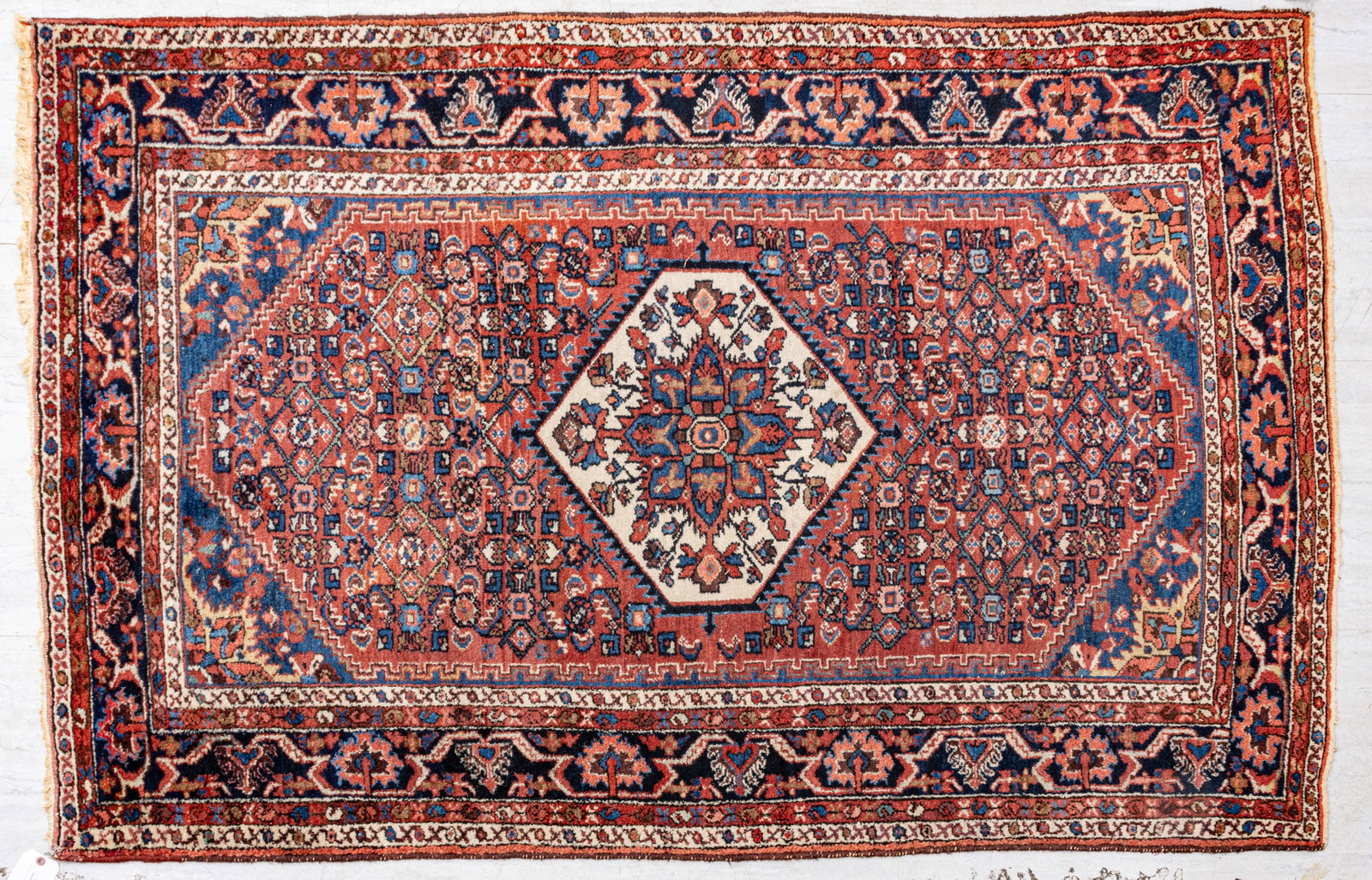 Persian Bidjar Design Hand Woven Wool Rug, Ca. 1950s, W 4' 8" L 6' 11" (1 of 5)