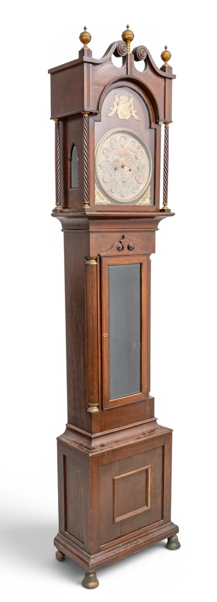 Chippendale Style Oak Tall Case Clock 1900, H 96" W 22" Depth 12" 1 PC (1 of 15)