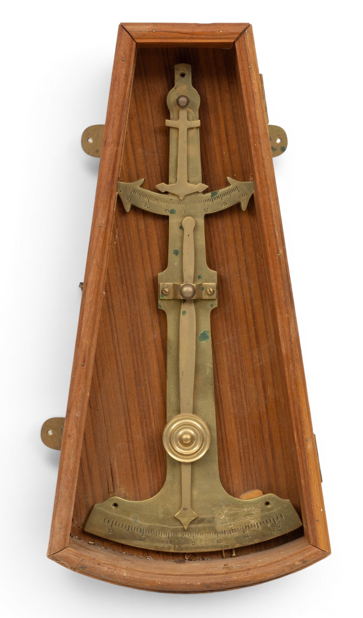 English Brass Marine Clinometer 19th C., H 19.5" W 9" (1 of 4)