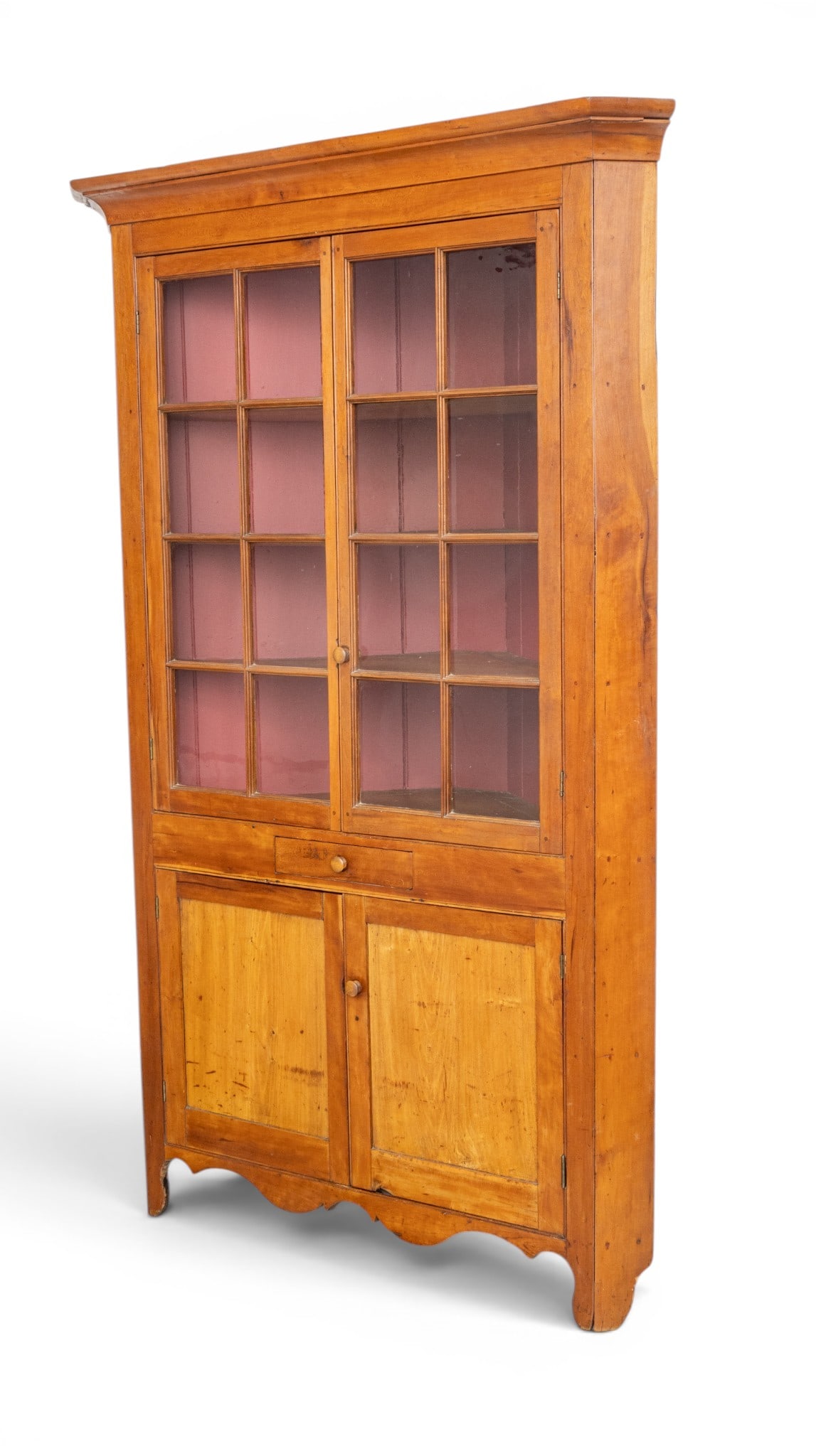 American Primitive Cherrywood Corner Cabinet 1850, H 87" W 51" Depth 22" (1 of 7)