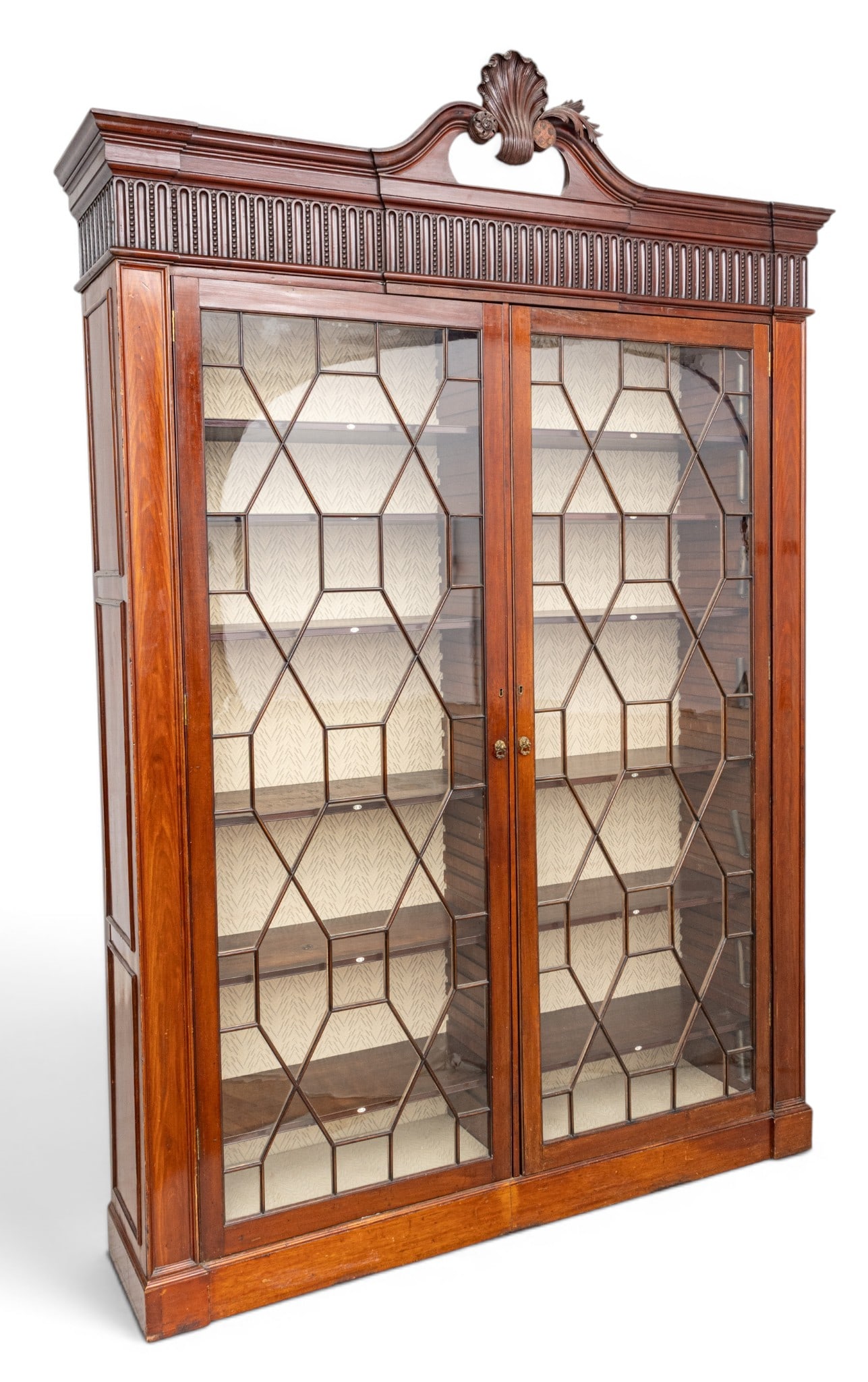 English Mahogany Display Cabinet, Ca. Early 19th C., H 108" W 70" Depth 14" (1 of 8)